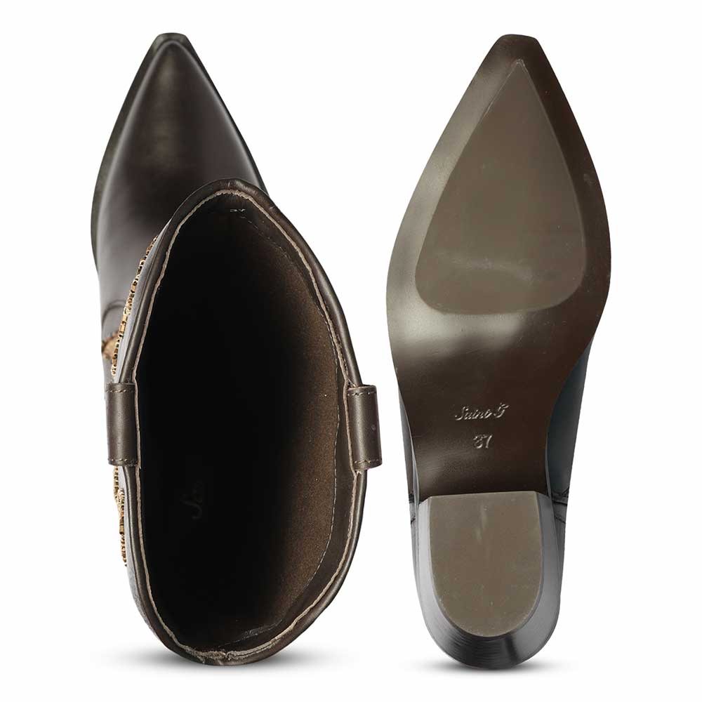 Saint Tiziana Hand Embroidered Brown Leather Cowboy Boots - Image 8