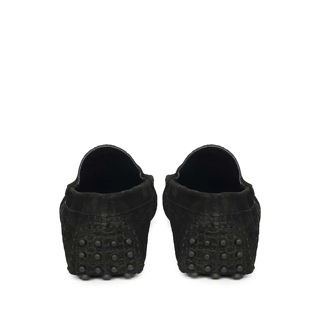 Saint Tobias Croco-Embossed Black Leather Saddle Loafers - Image 5