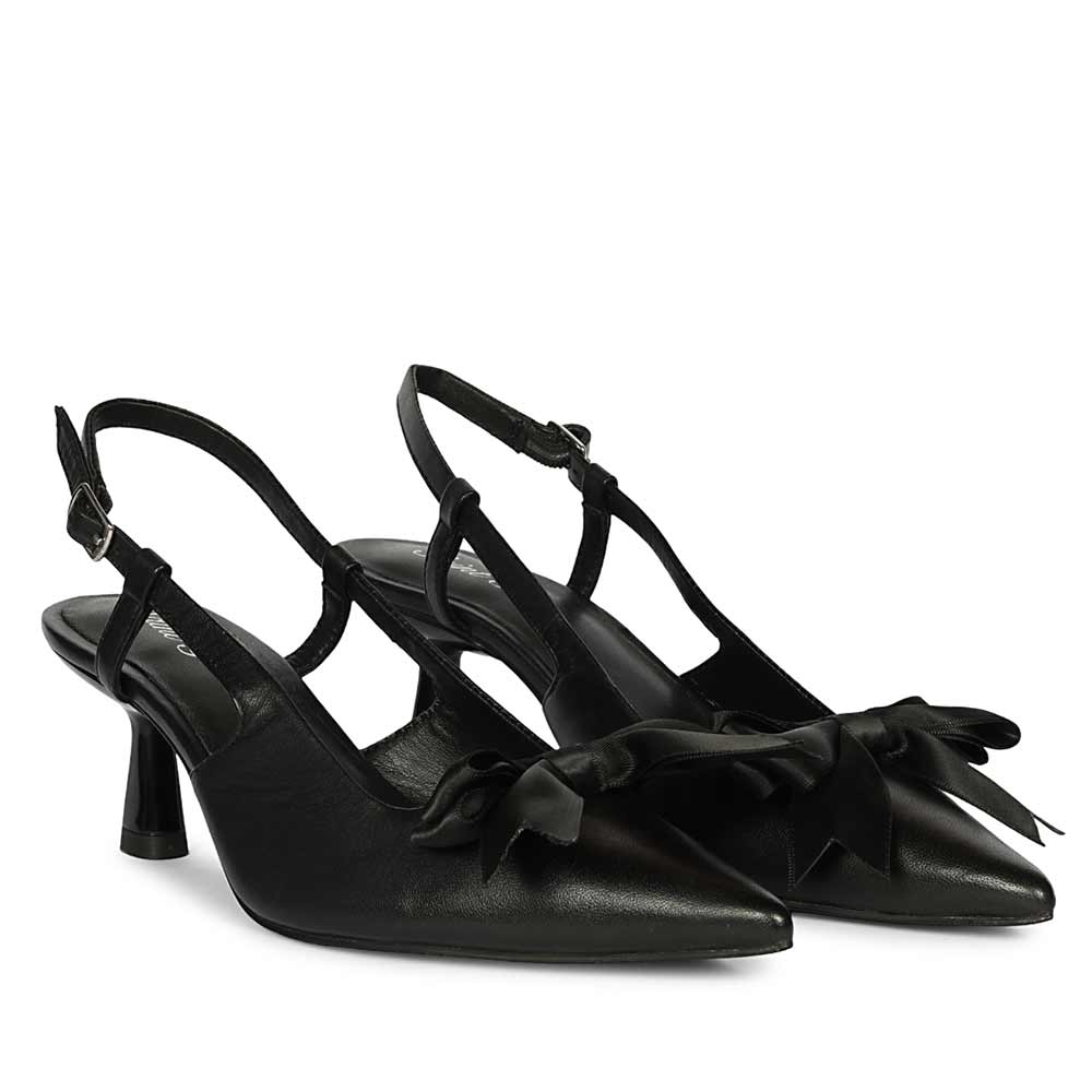 Saint Toria Black Bow Embellished Leather Pumps - Image 3