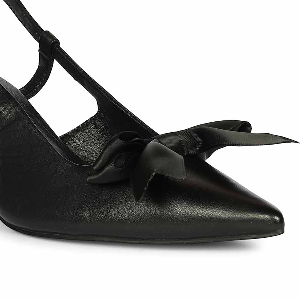 Saint Toria Black Bow Embellished Leather Pumps - Image 5