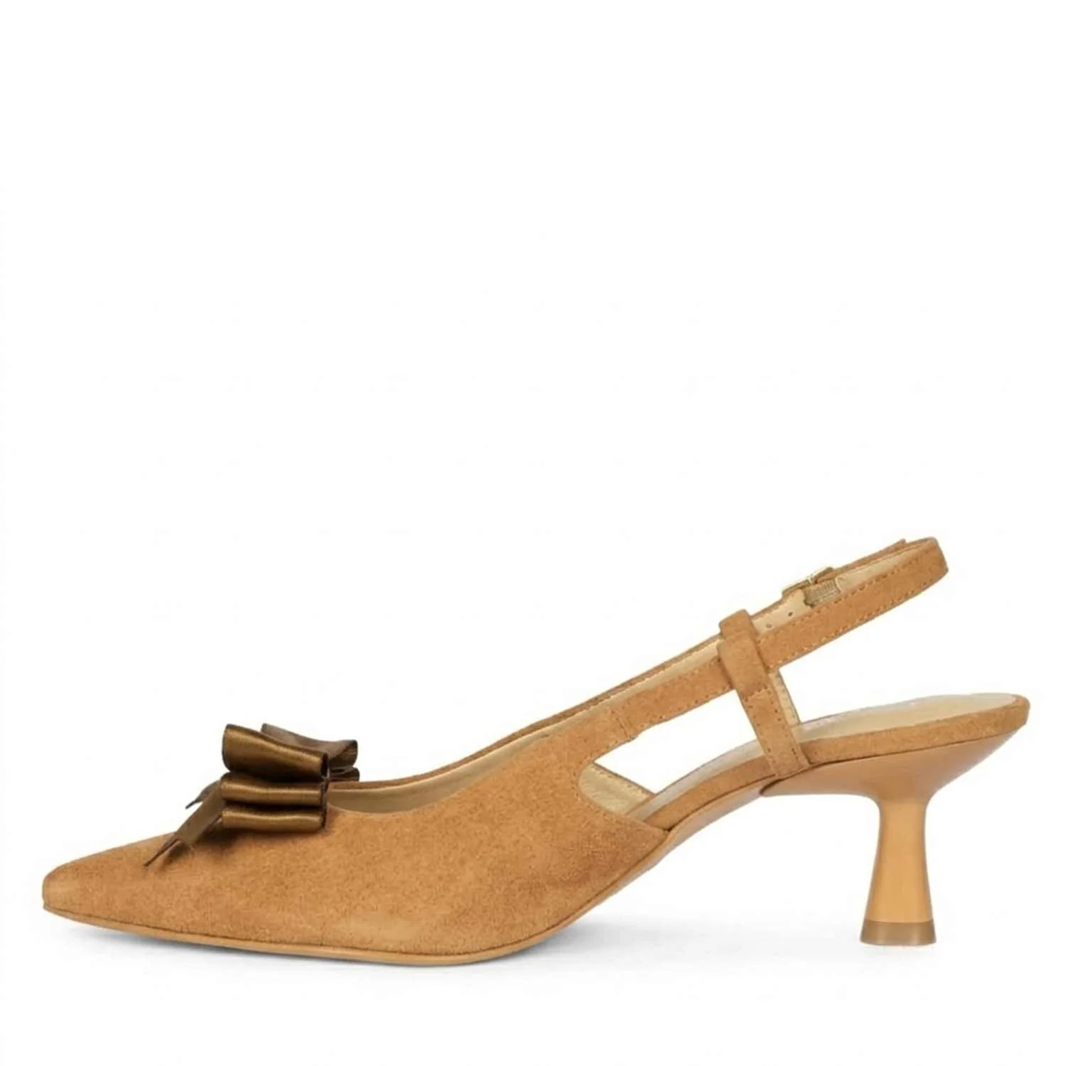 Saint Toria Bow Tan Leather Sling Back Pumps - Image 3