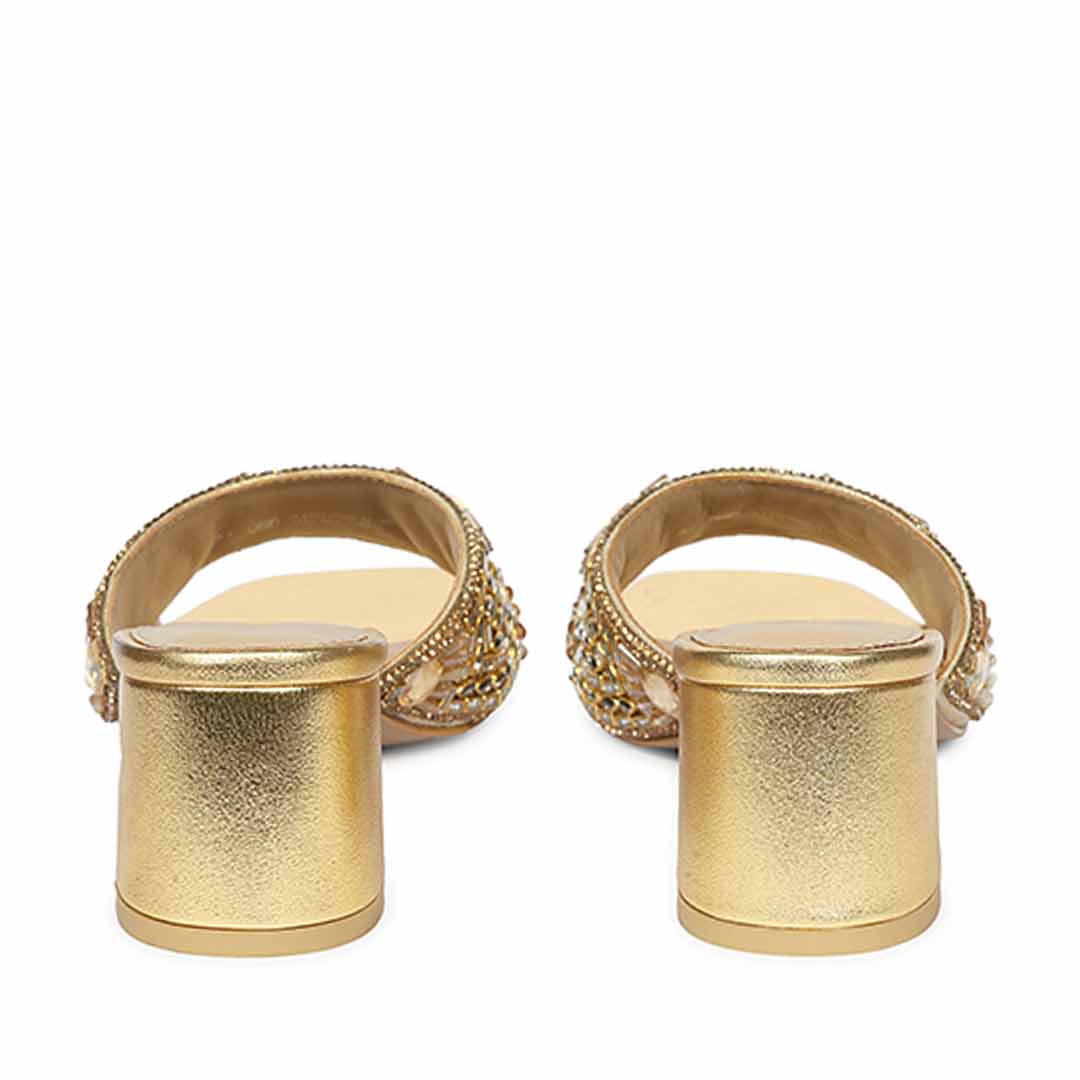 Saint Torin Embroidered Metallic Gold Leather Heels - Image 6