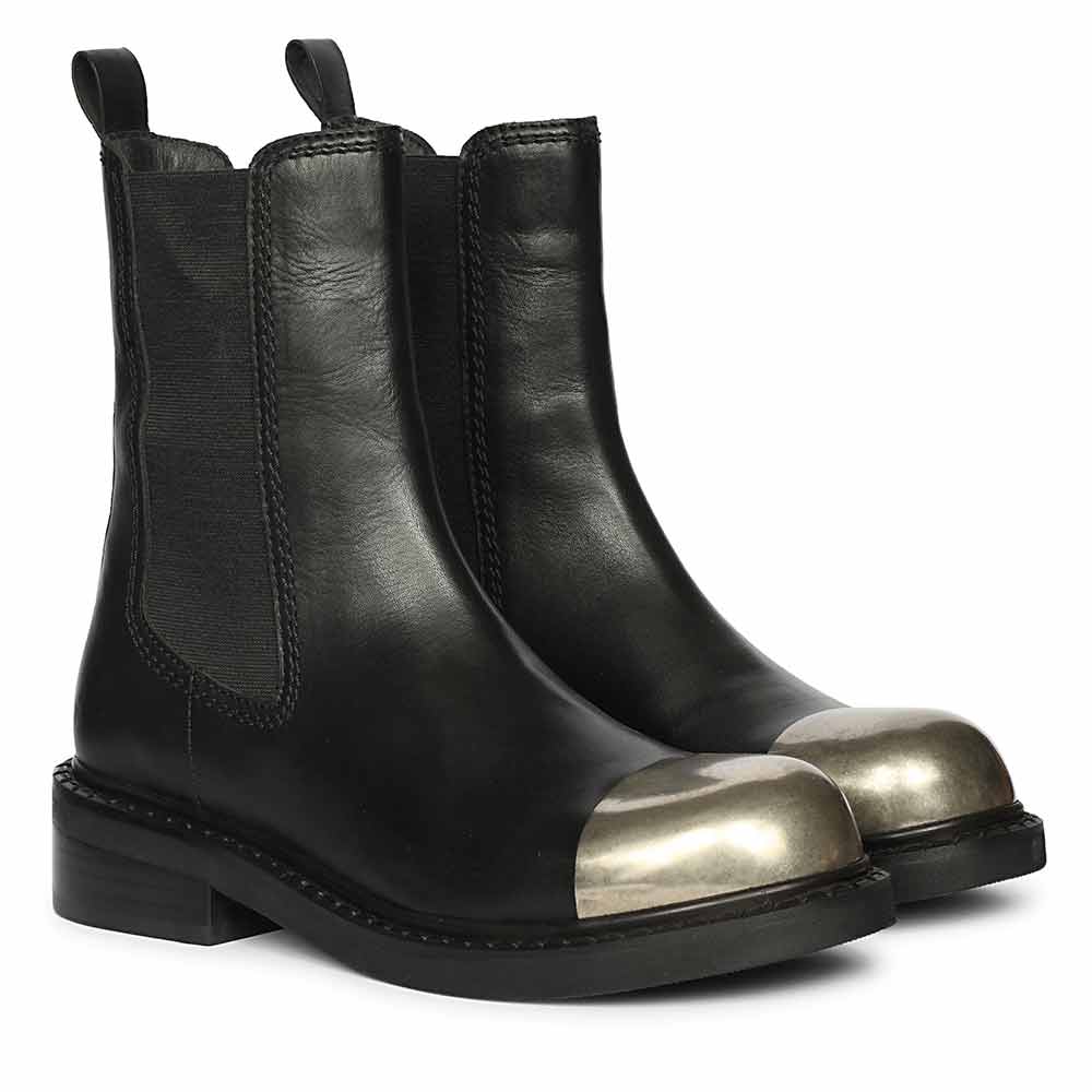 Saint Triana Cap Toe Black Leather Chelsea Boots - Image 2