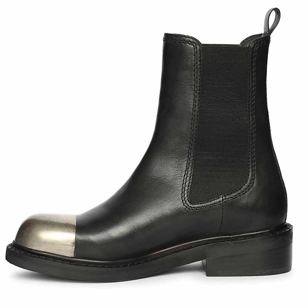 Saint Triana Cap Toe Black Leather Chelsea Boots - Image 3