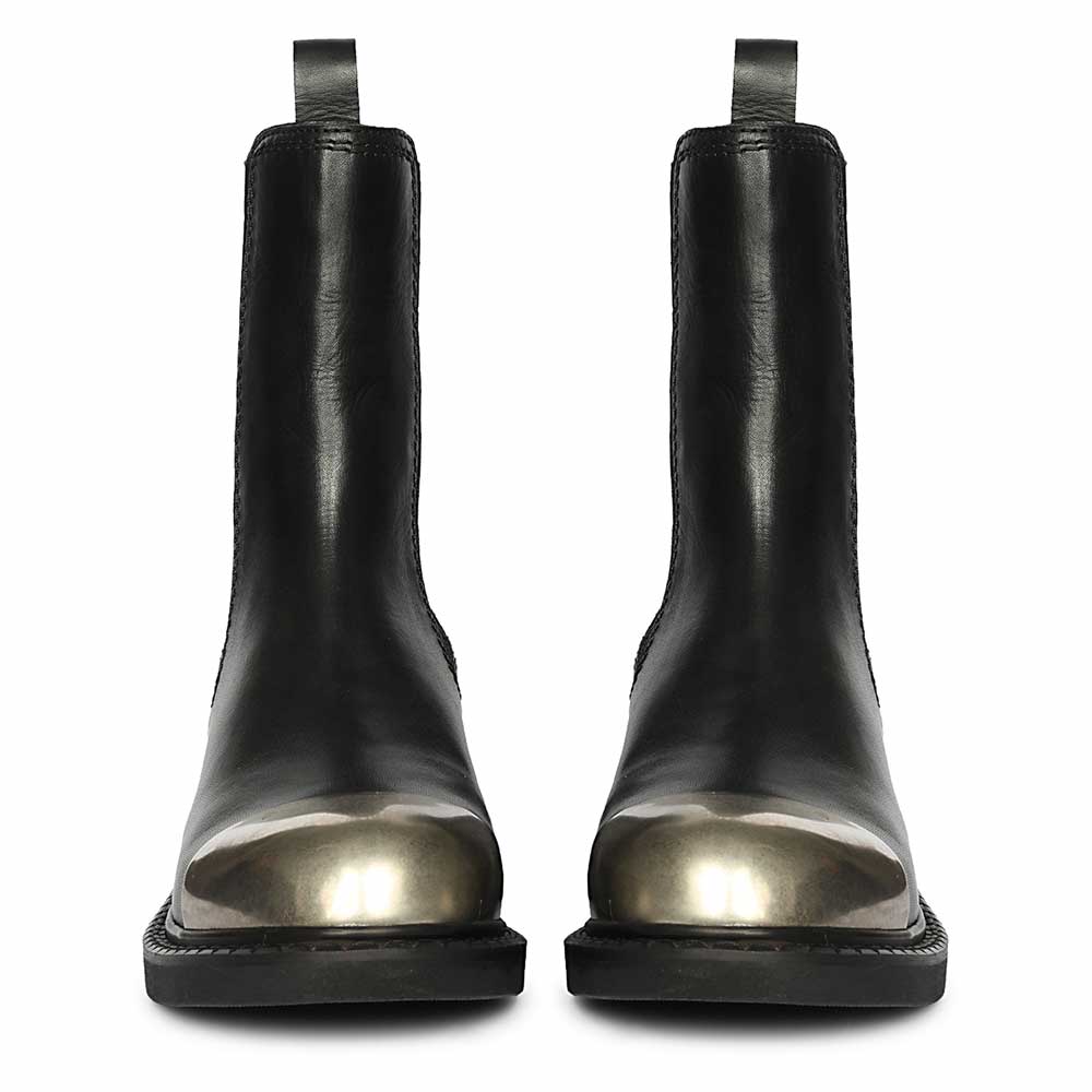 Saint Triana Cap Toe Black Leather Chelsea Boots - Image 4