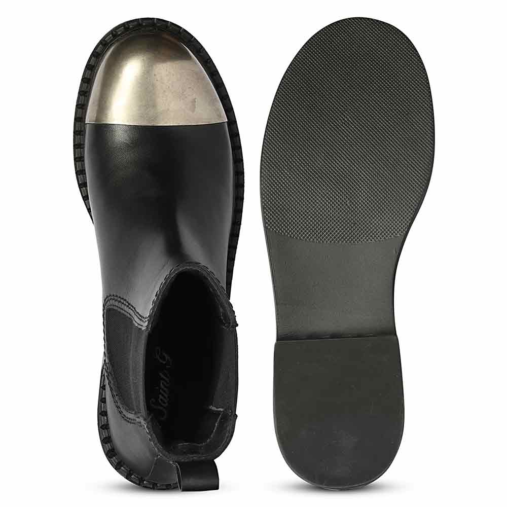 Saint Triana Cap Toe Black Leather Chelsea Boots - Image 6