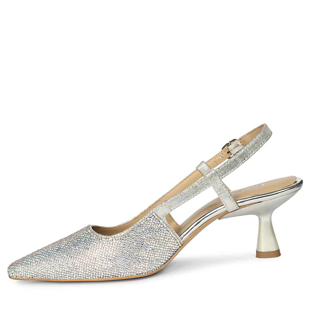 Saint Trinity Crystal Glimmer Silver Leather Pumps - Image 3