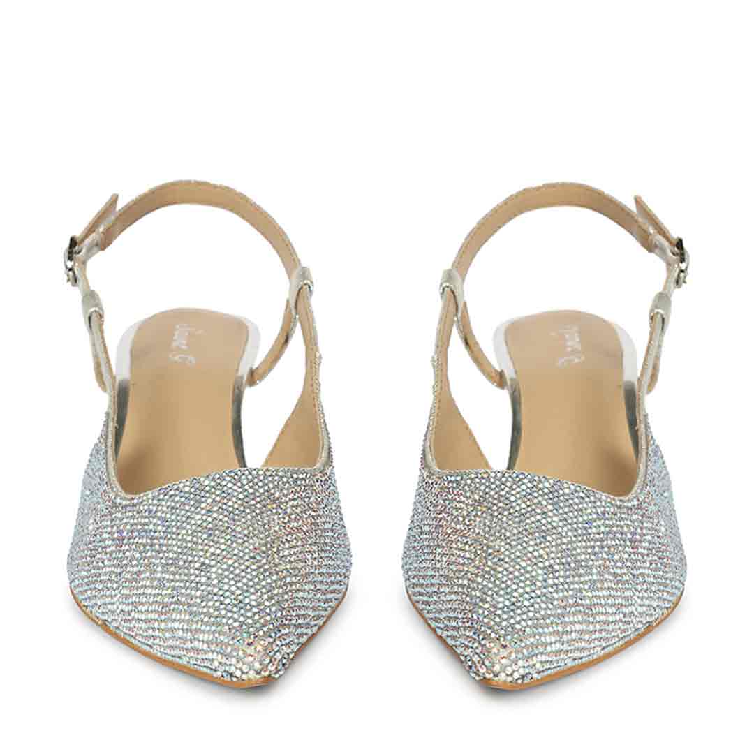 Saint Trinity Crystal Glimmer Silver Leather Pumps - Image 4