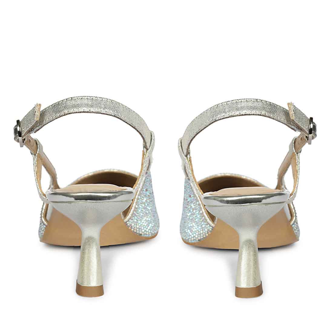 Saint Trinity Crystal Glimmer Silver Leather Pumps - Image 5