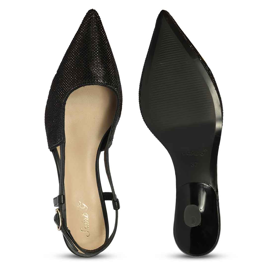 Saint Trinity Crystal Glimmer Black Leather Pumps - Image 7