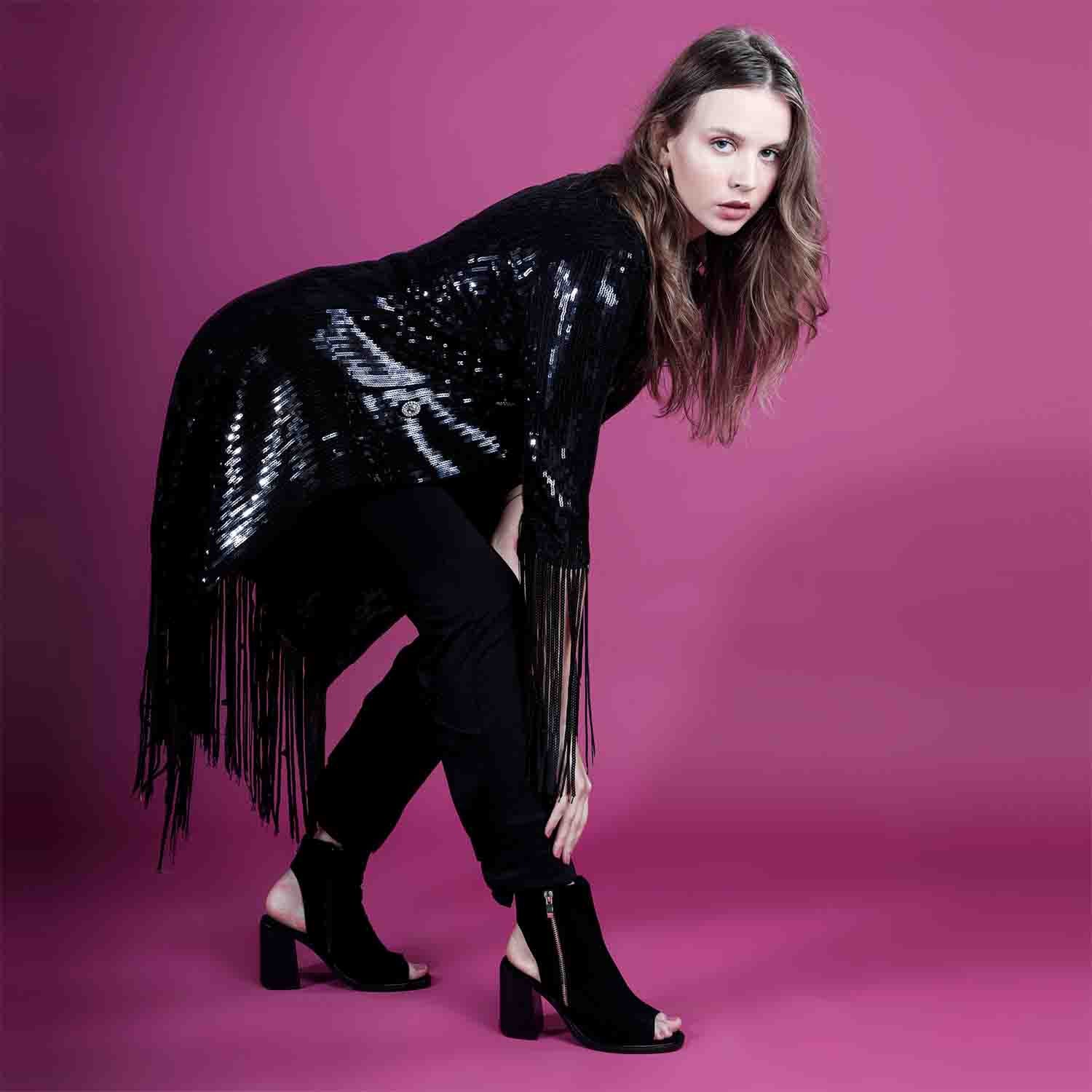 Saint Trudy Black Suede Leather Block Heels - Image 2