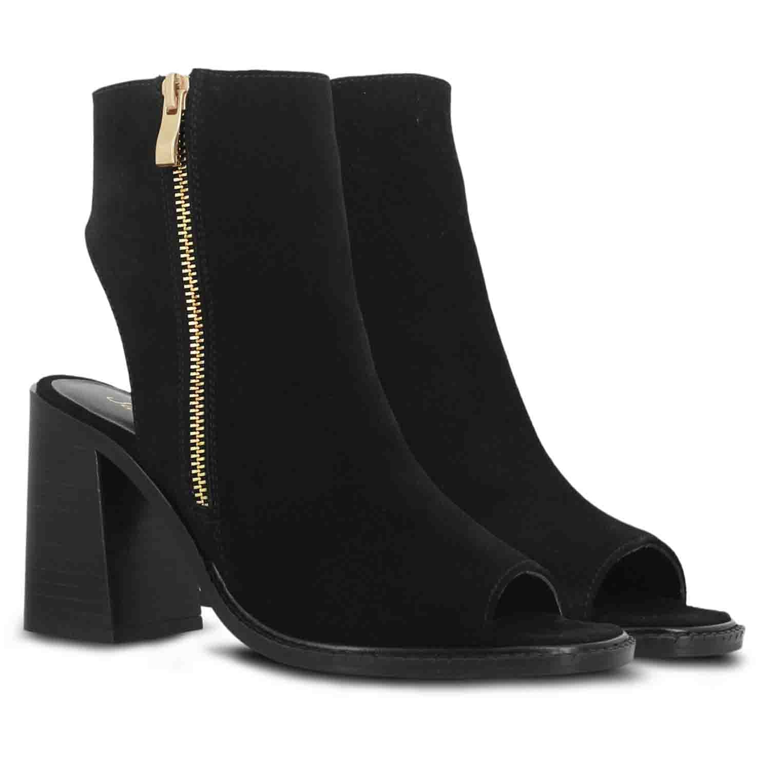 Saint Trudy Black Suede Leather Block Heels - Image 3