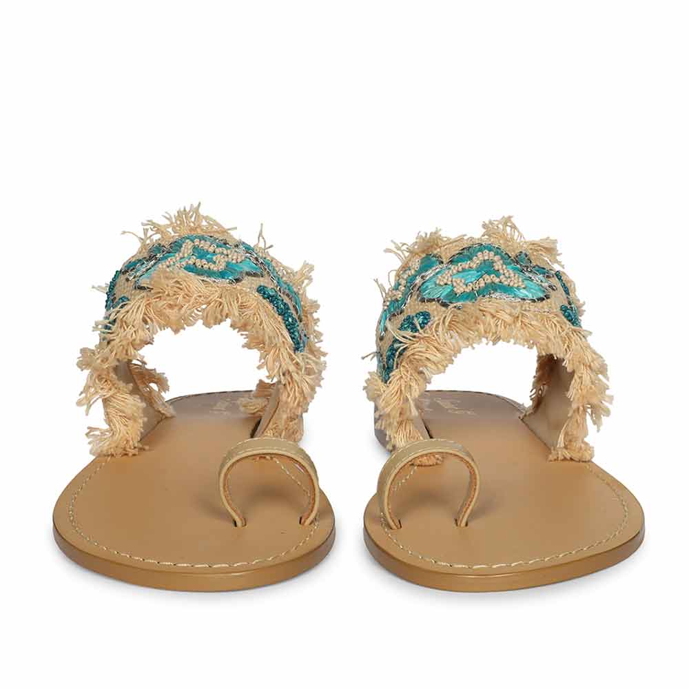 Saint Turquiose Leather Flat - Image 5