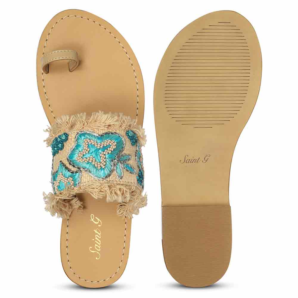 Saint Turquiose Leather Flat - Image 7