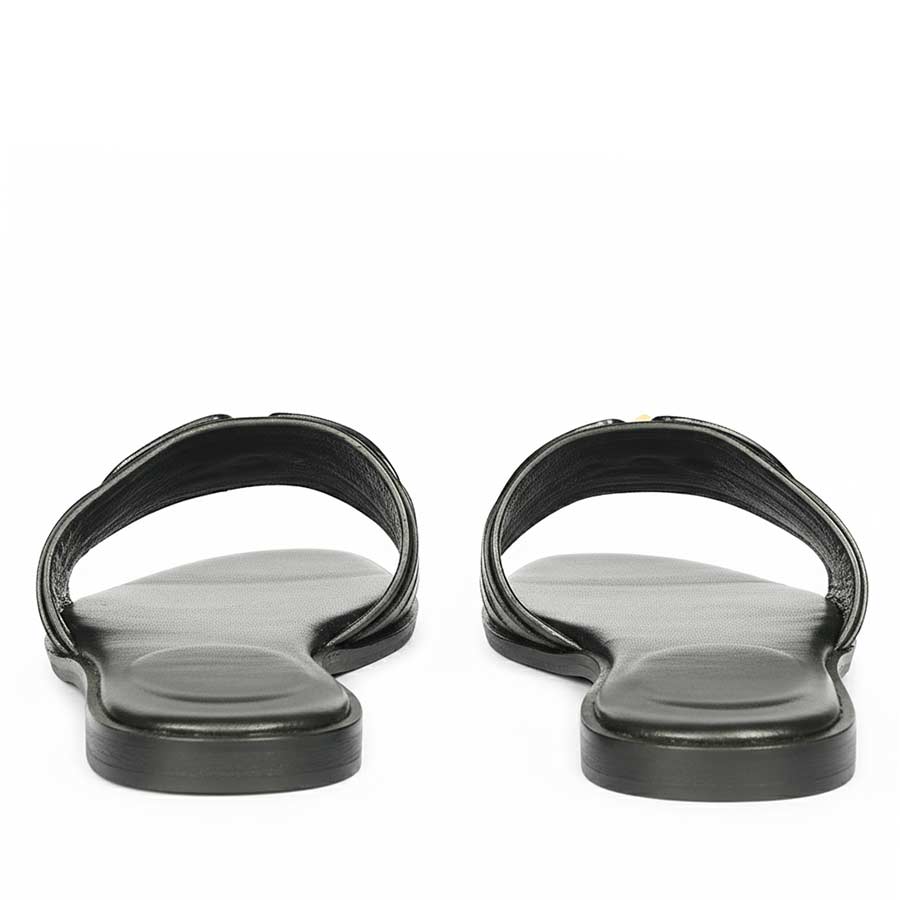 Saint Tyla Black Leather Pyramid Stud Slides - Image 5
