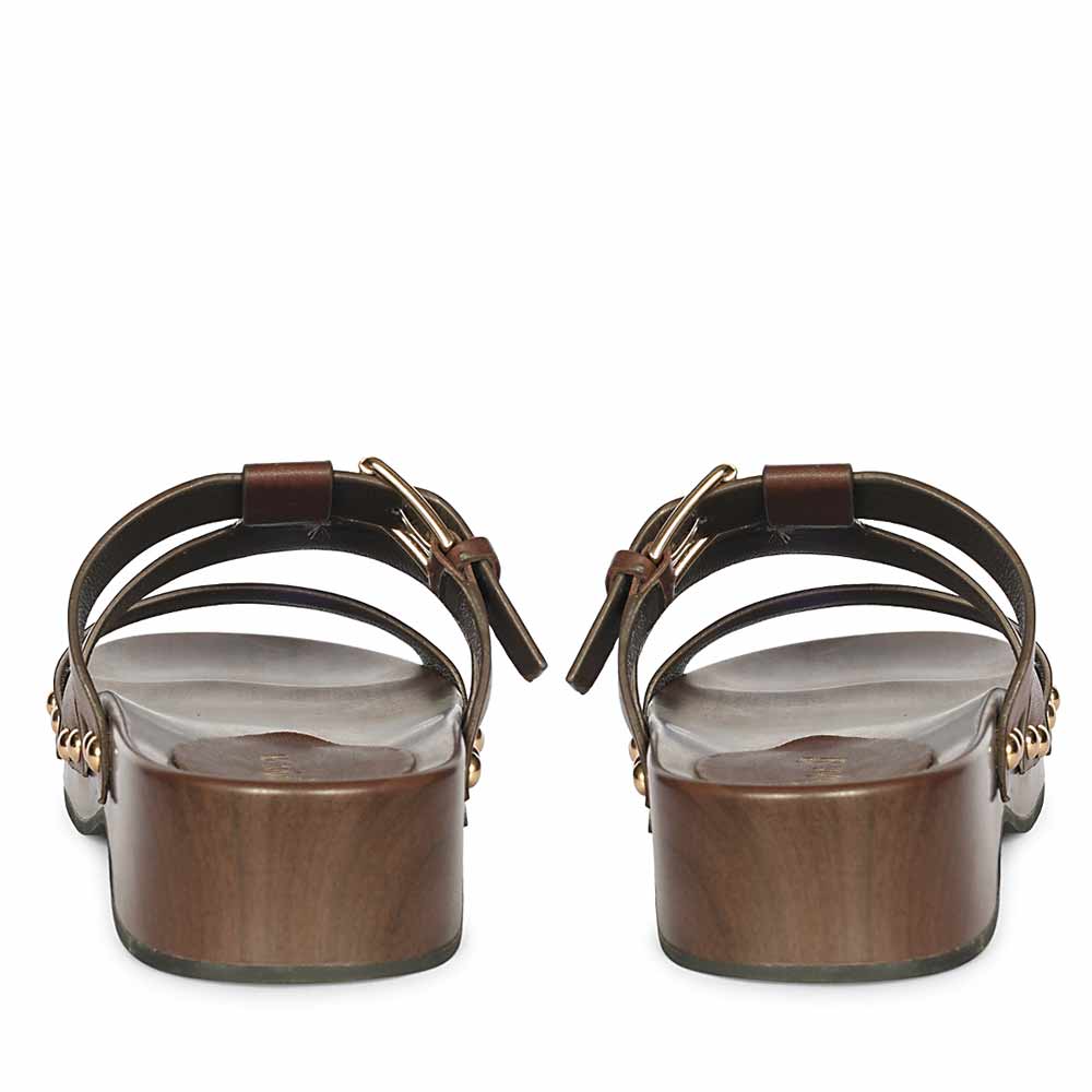 Saint Valene Buckle Brown Leather Platform Sandals - Image 6
