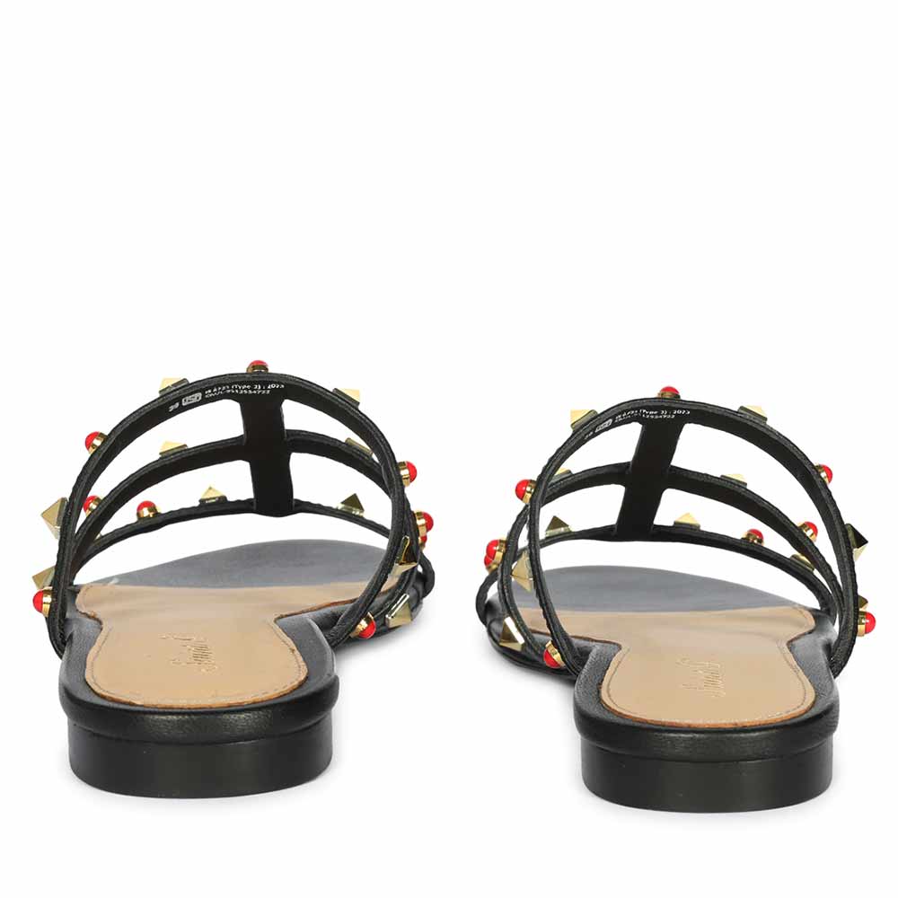 Saint Valene Studded Black Leather Flats - Image 5