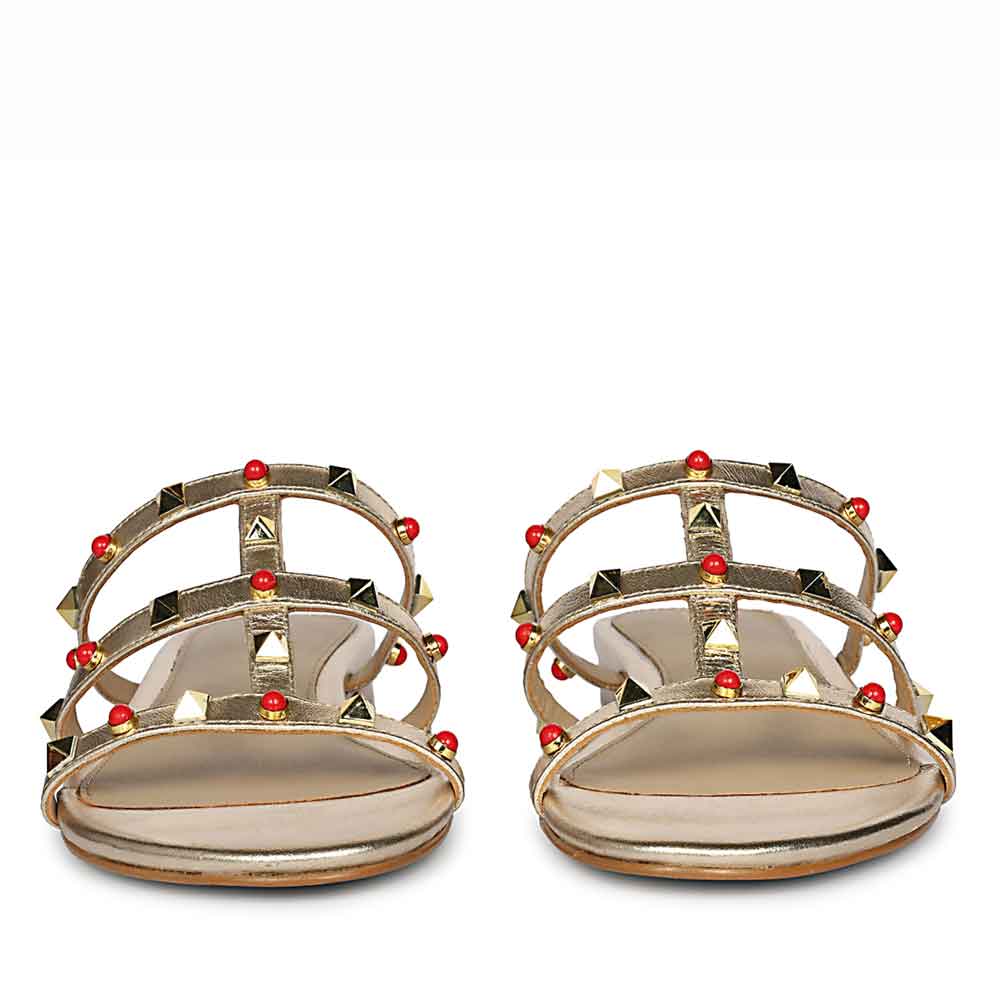 Saint Valene Studded Metallic Gold Leather Flats - Image 4