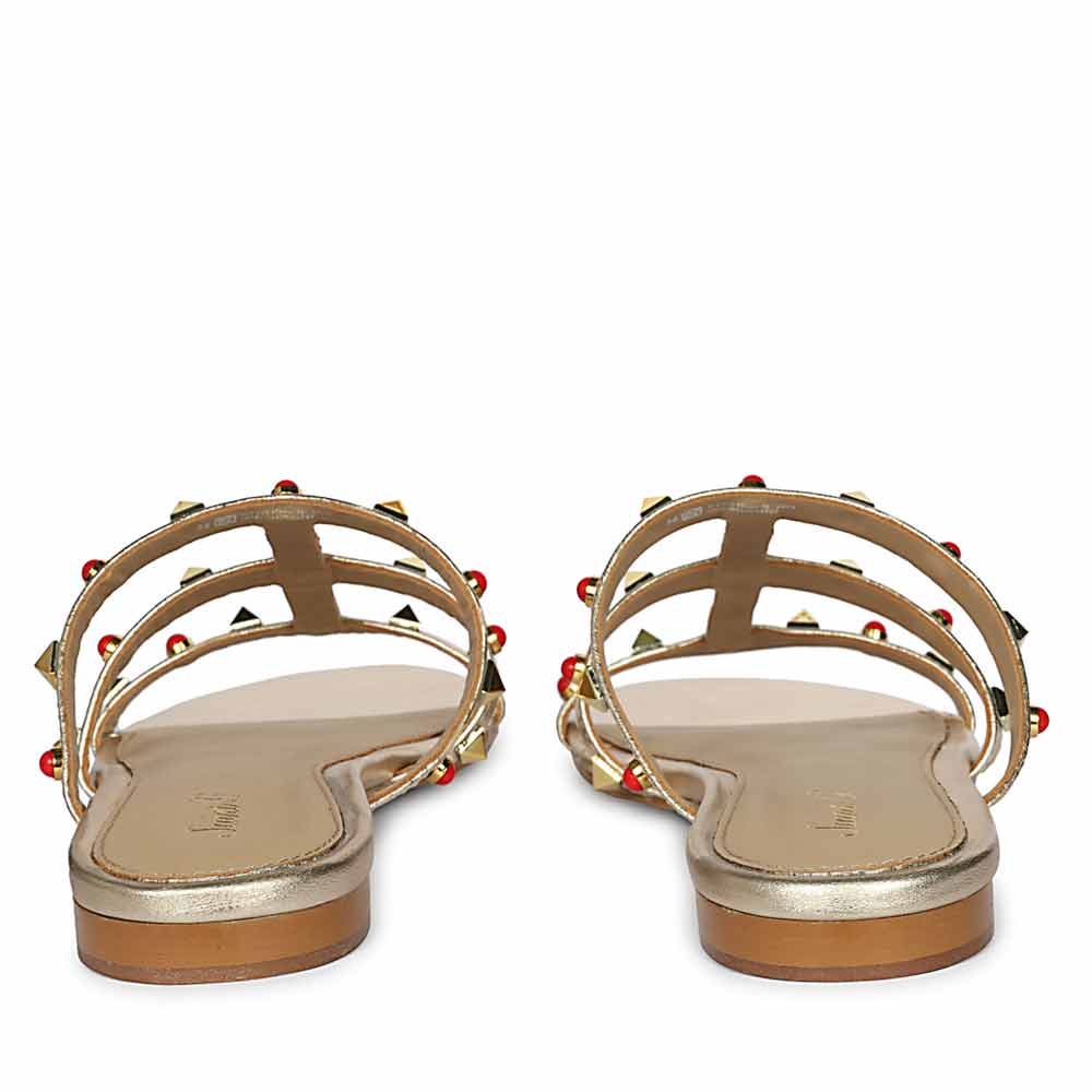 Saint Valene Studded Metallic Gold Leather Flats - Image 5