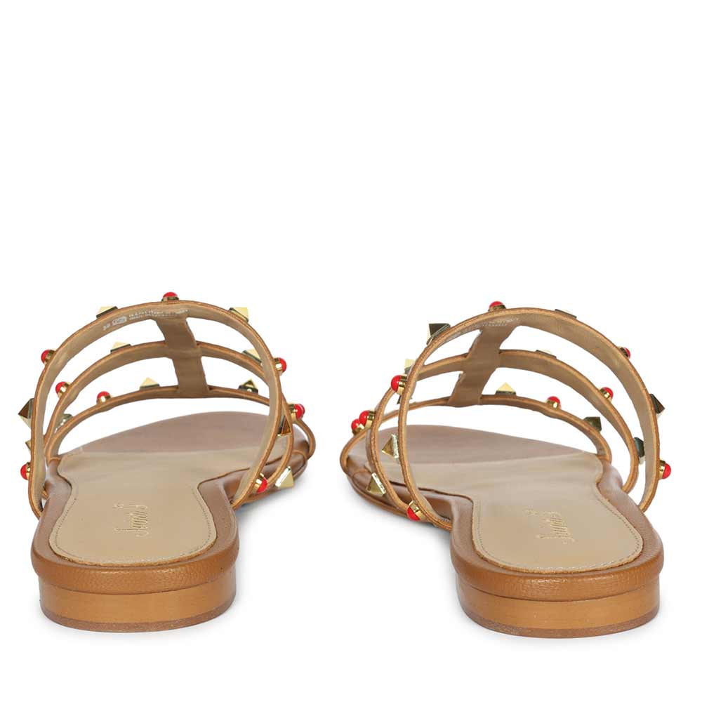 Saint Valene Studded Tan Leather Flats - Image 5