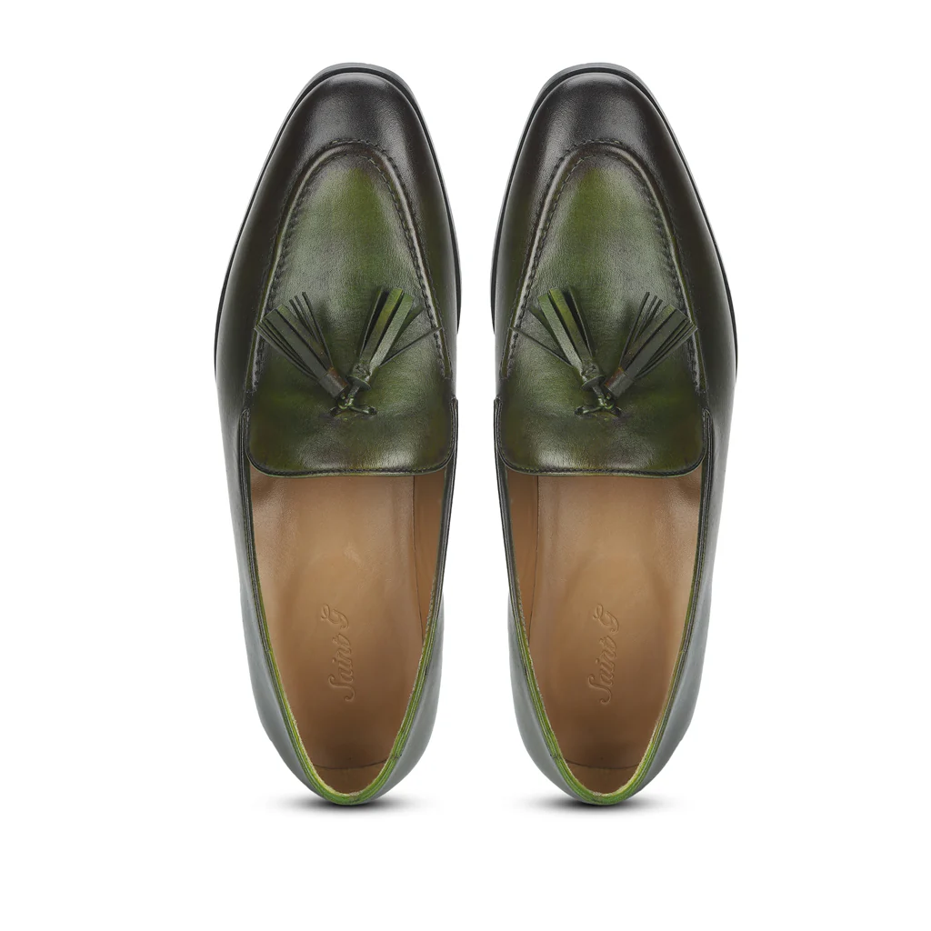 Saint Valentin Olive Leather Tassel Moccasins - Image 7