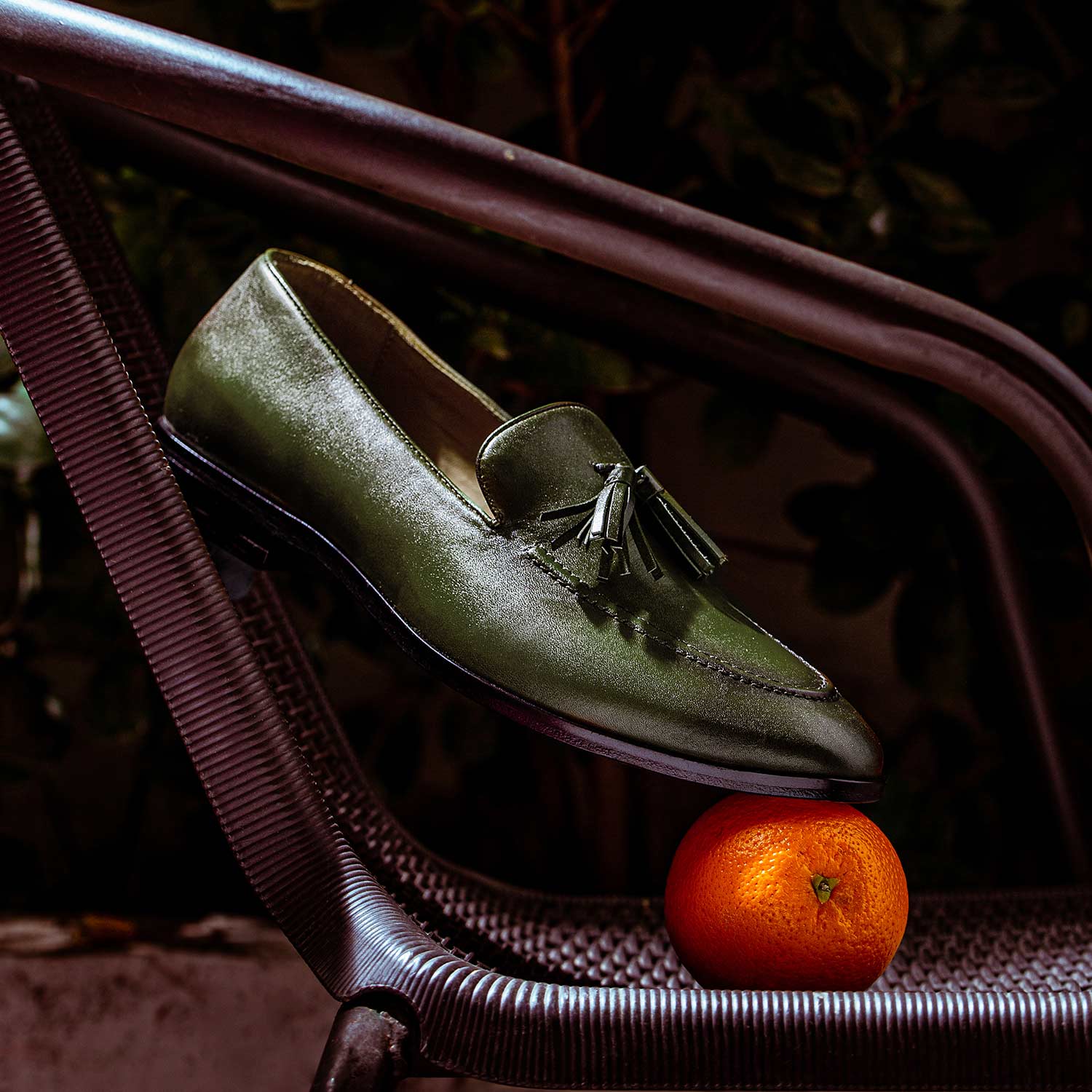 Saint Valentin Olive Leather Tassel Moccasins - Image 9