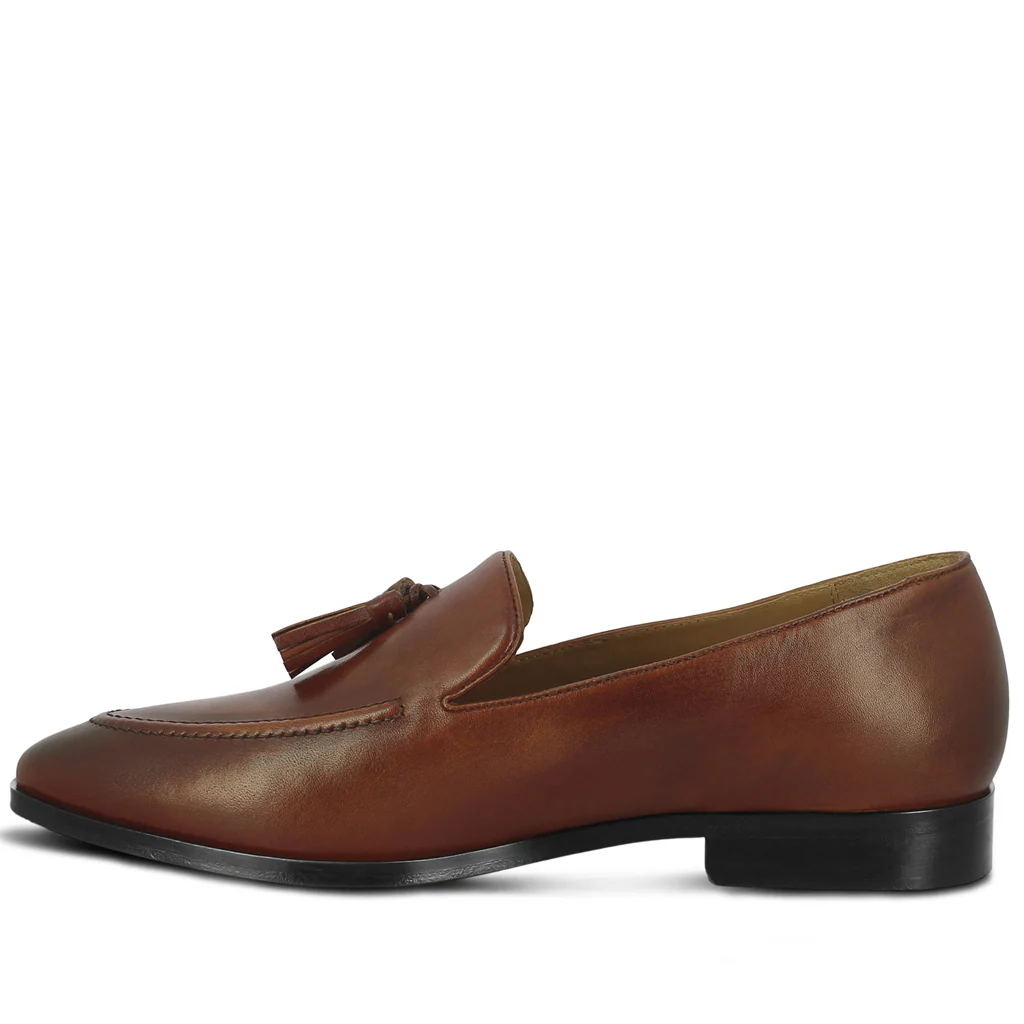 Saint Valentin Tan Leather Tassel Moccasins - Image 4