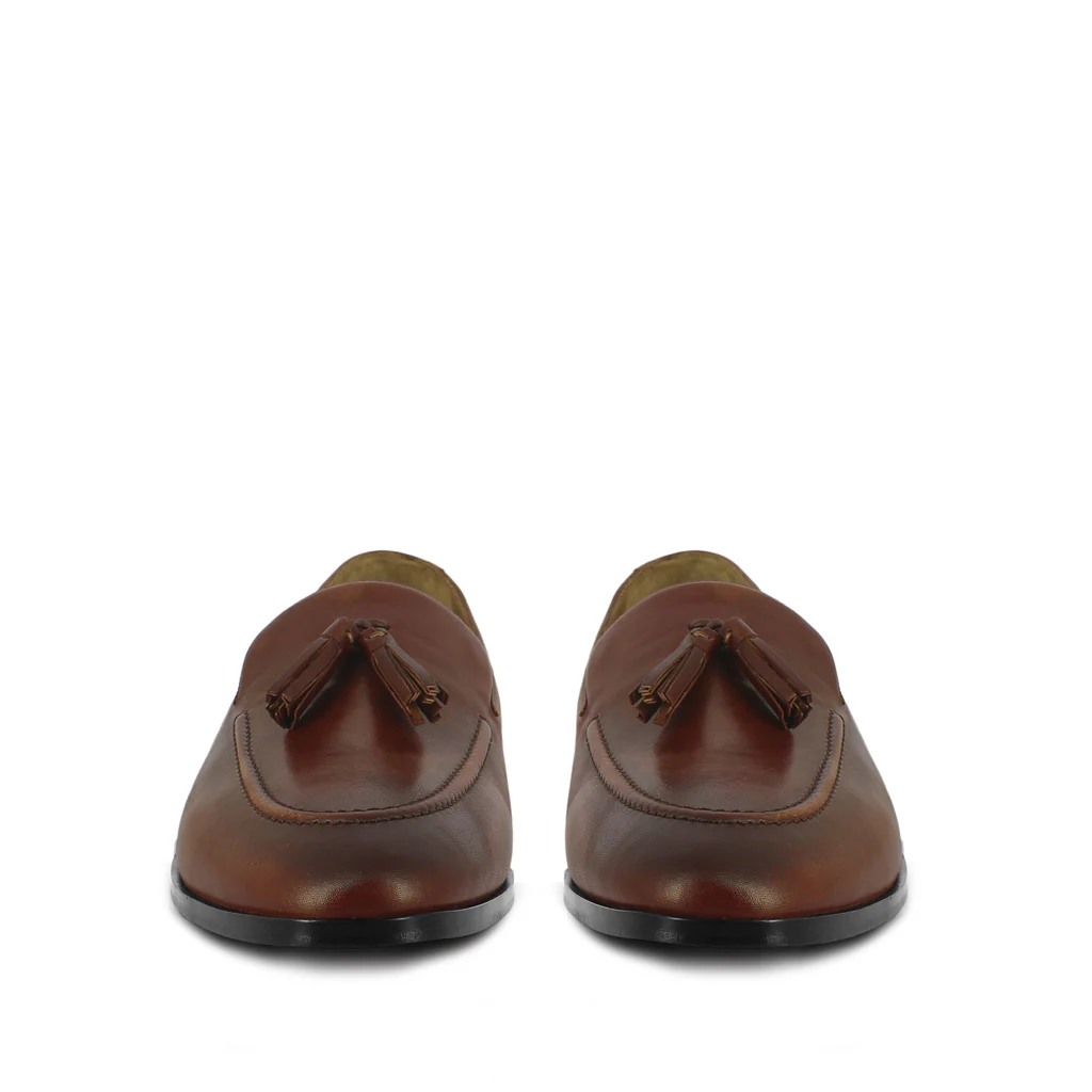 Saint Valentin Tan Leather Tassel Moccasins - Image 5