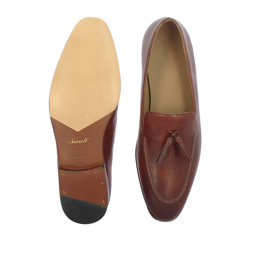 Saint Valentin Tan Leather Tassel Moccasins - Image 7