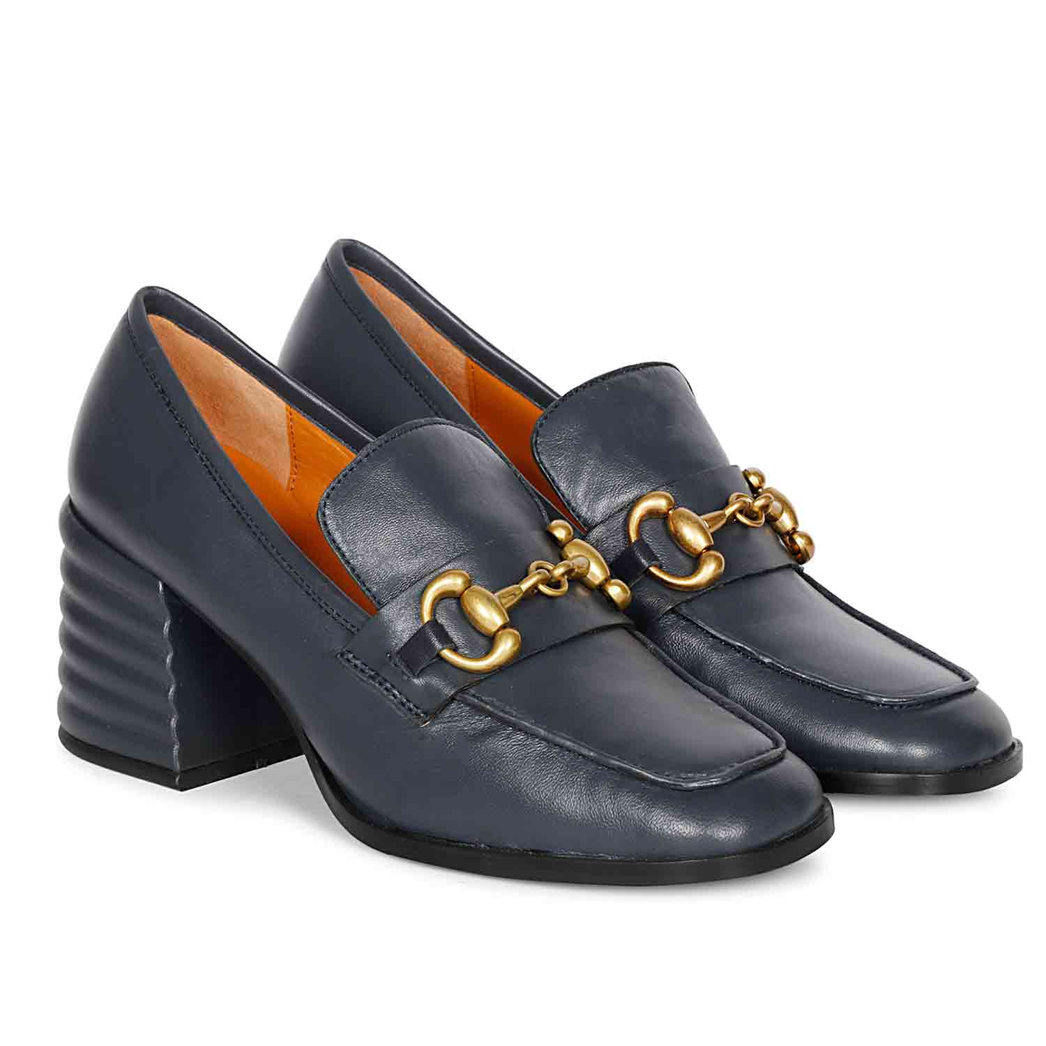 Saint Valentina Navy Leather Handcrafted Moccasins - Image 3