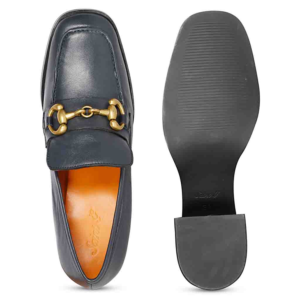 Saint Valentina Navy Leather Handcrafted Moccasins - Image 8