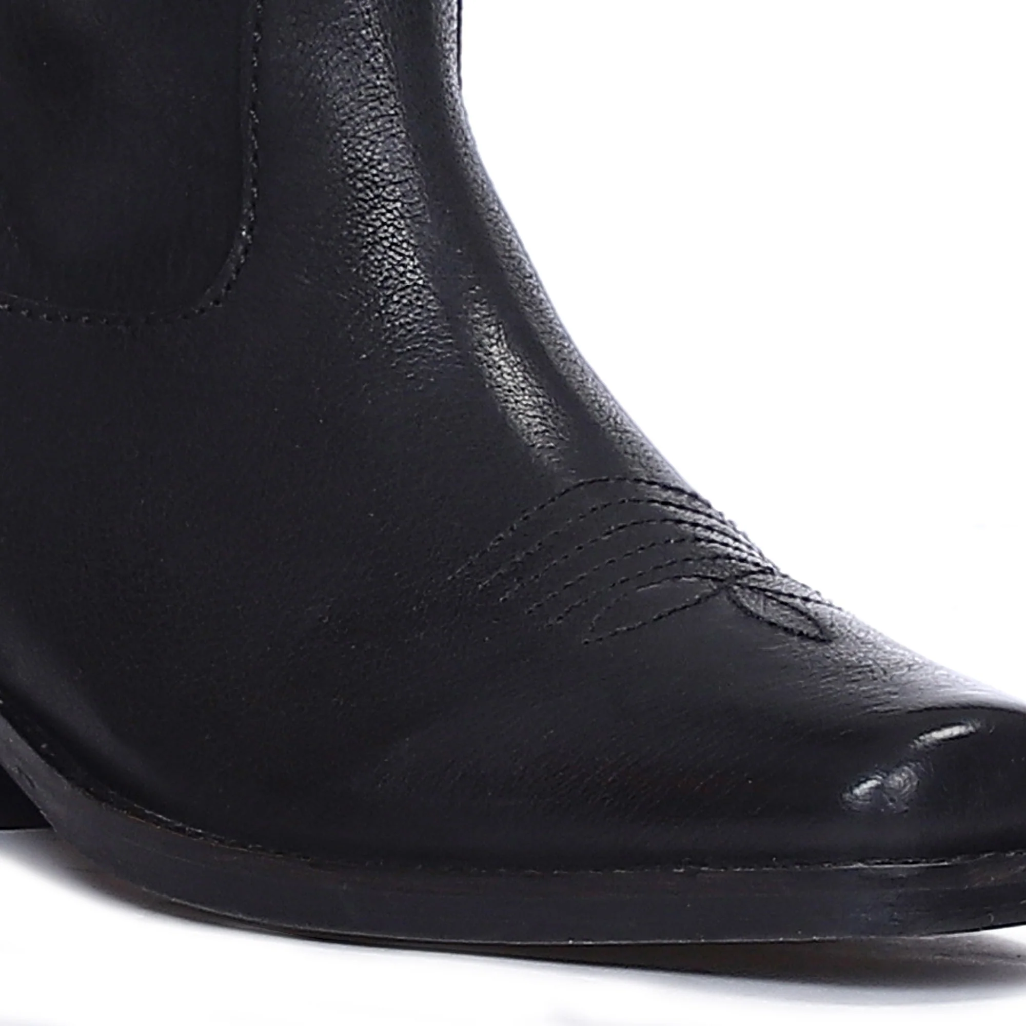 Saint Valery Black Leather Cowboy Calf Boots - Image 10