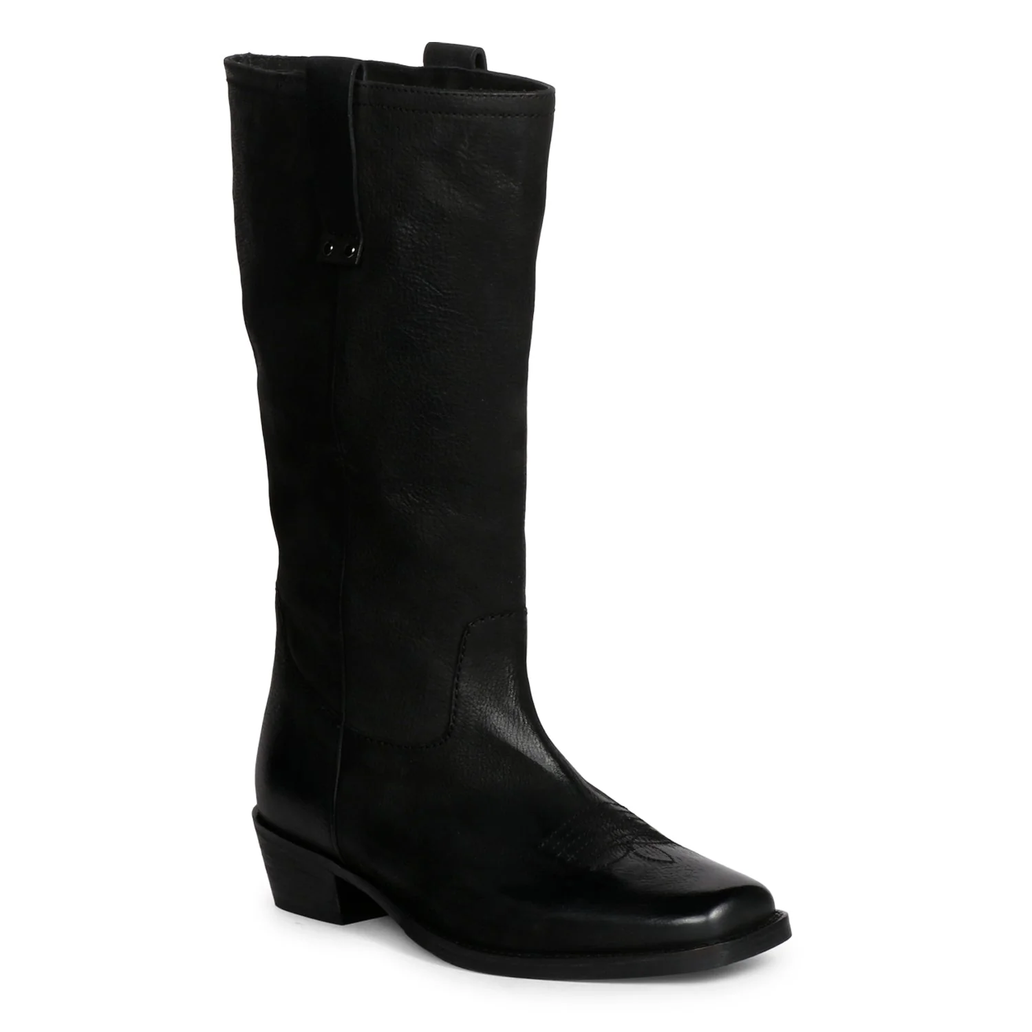 Saint Valery Black Leather Cowboy Calf Boots - Image 11
