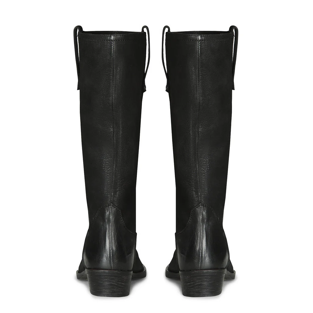 Saint Valery Black Leather Cowboy Calf Boots - Image 5