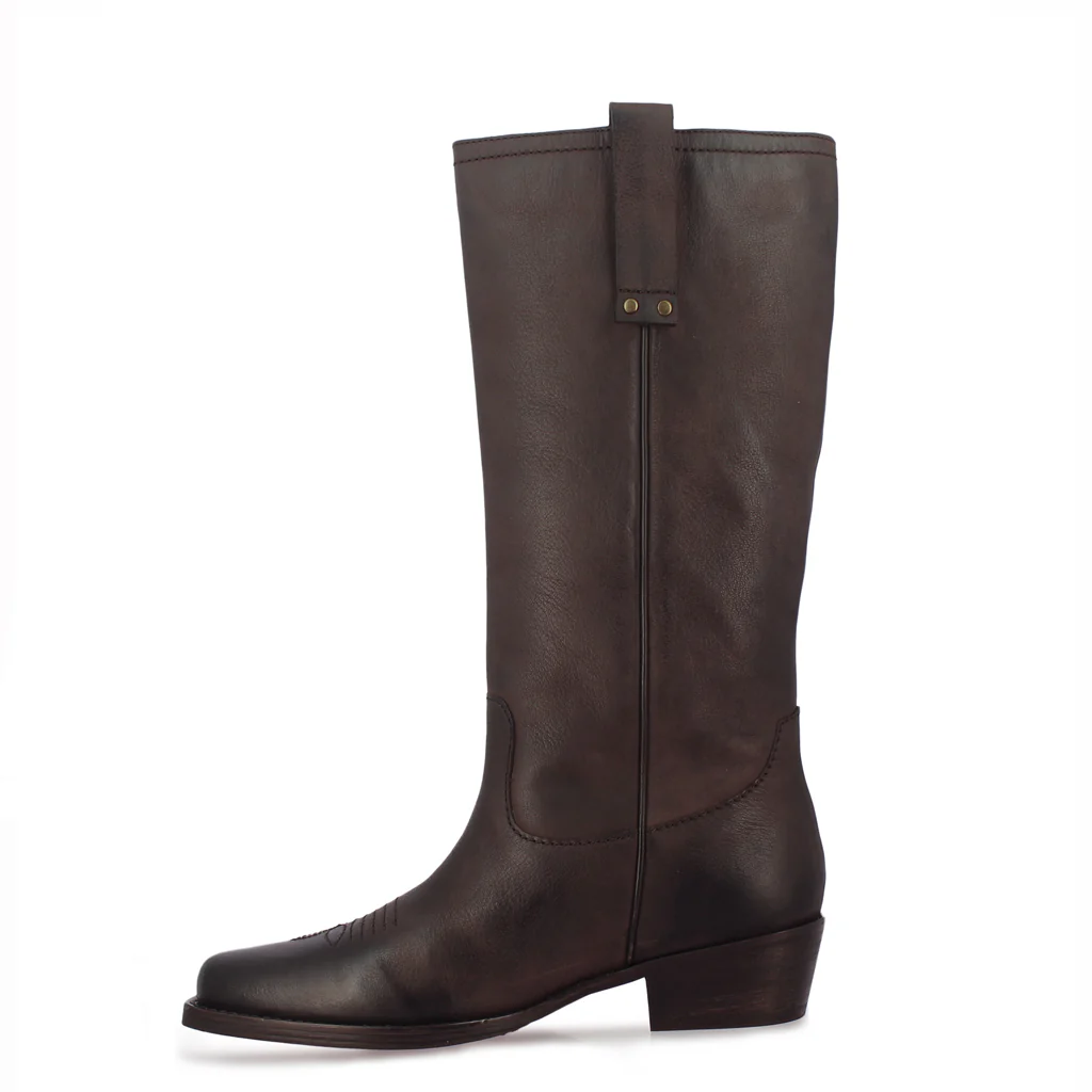 Saint Valery Brown Leather Cowboy Calf Boots - Image 4