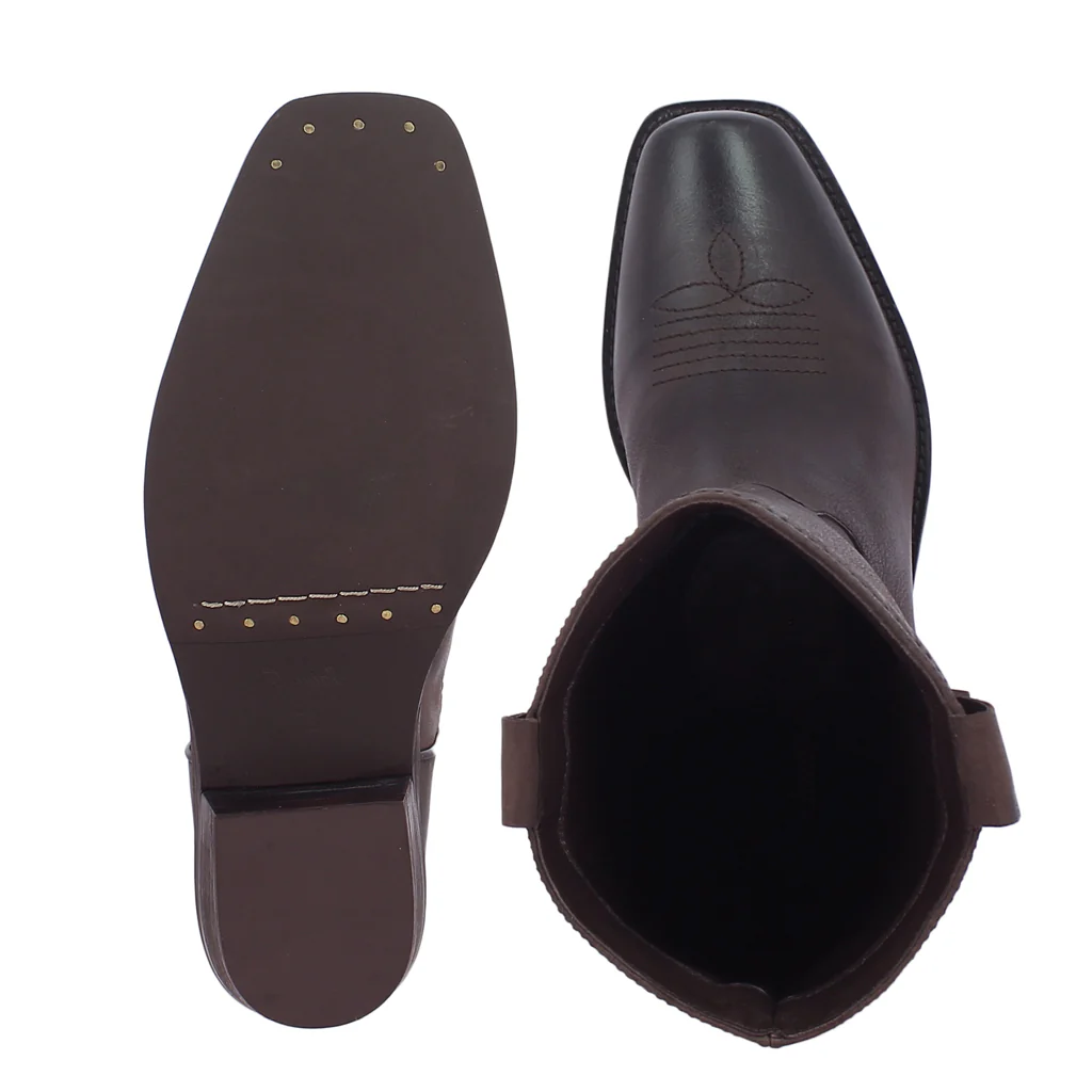 Saint Valery Brown Leather Cowboy Calf Boots - Image 7