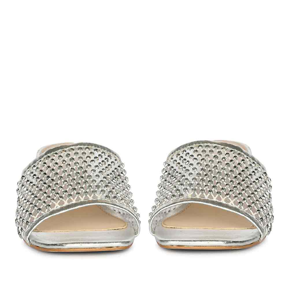 Saint Valisa Crystal Silver Leather Block Heels - Image 5