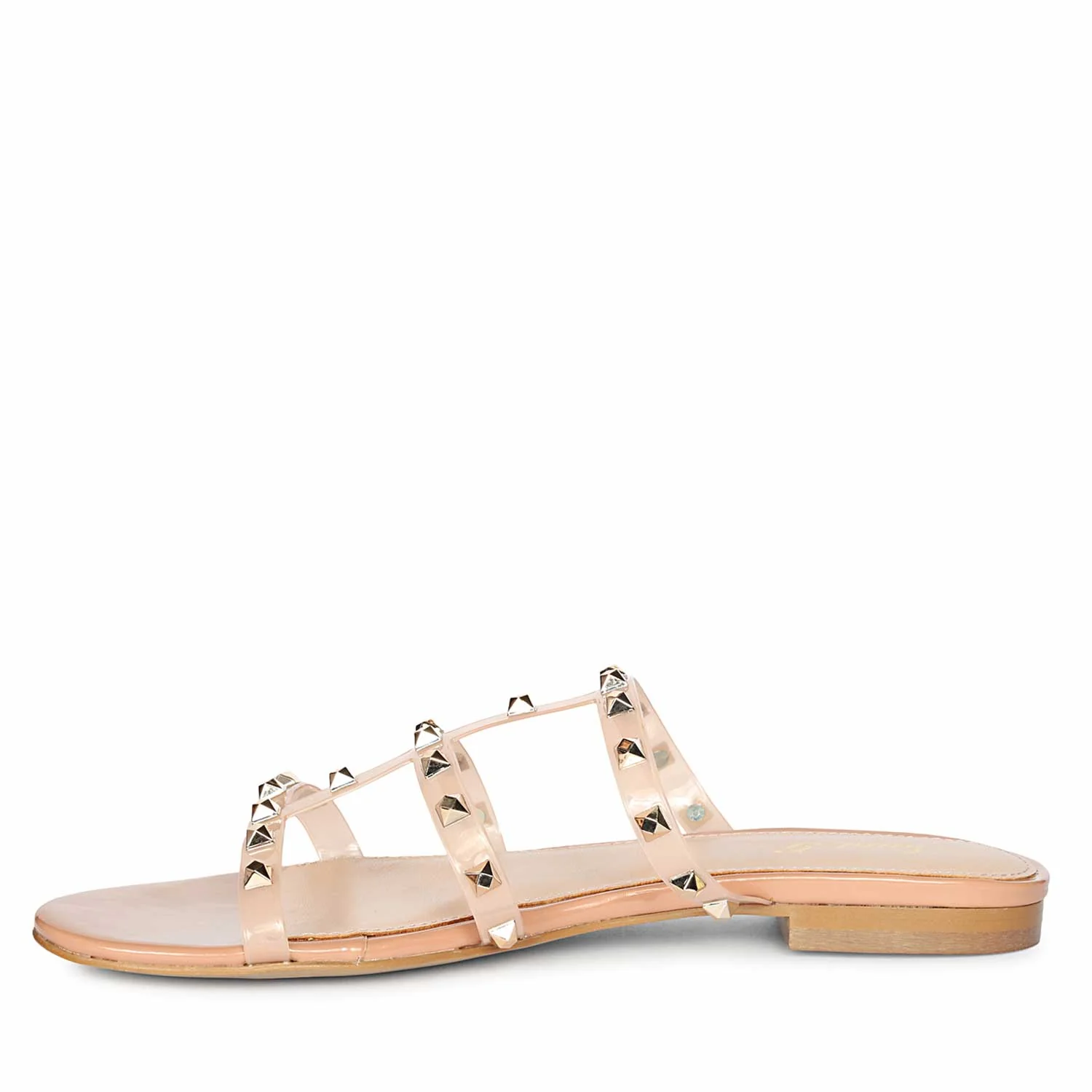 Saint Venera Metal Studded Blush Vegan Leather Flats - Image 4