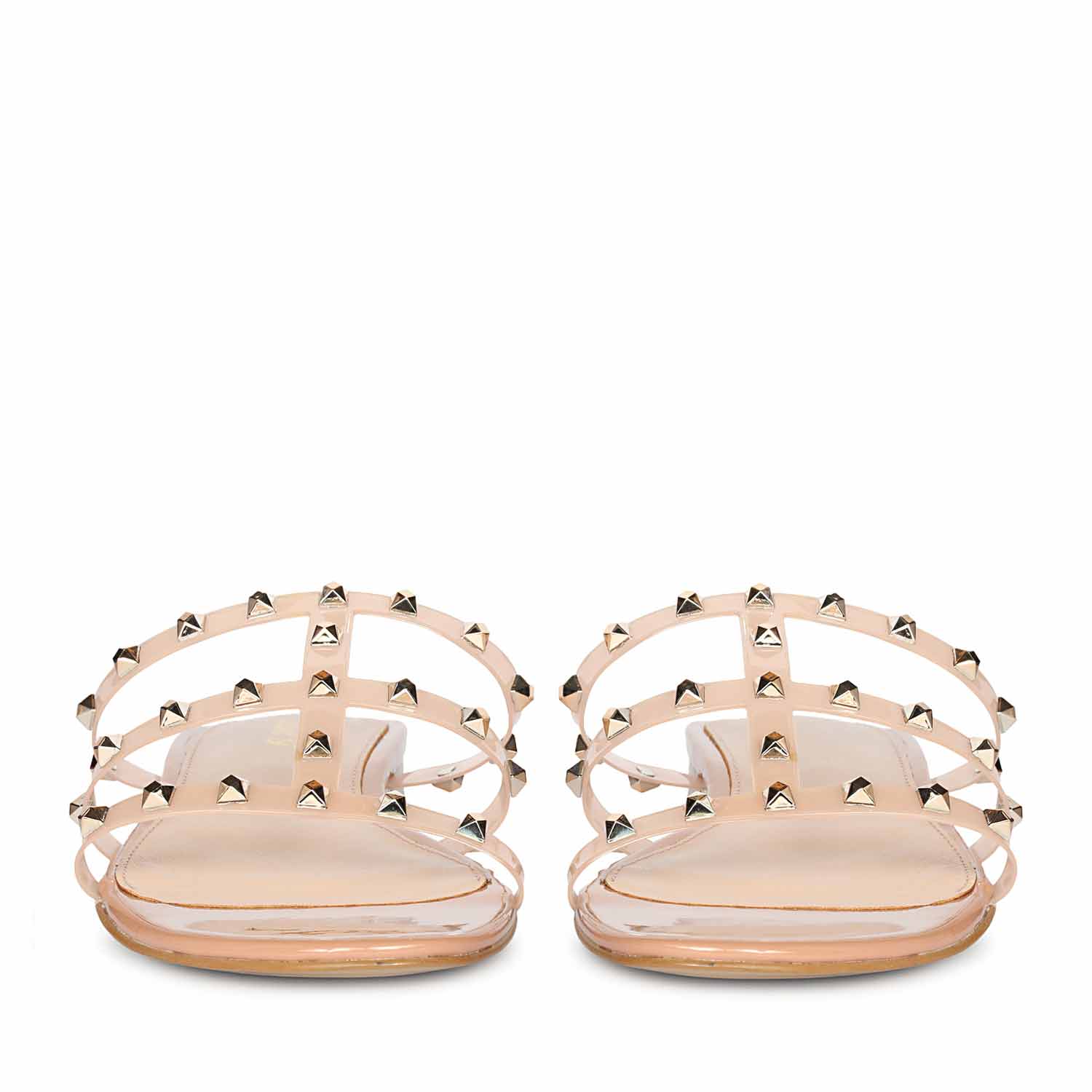Saint Venera Metal Studded Blush Vegan Leather Flats - Image 5