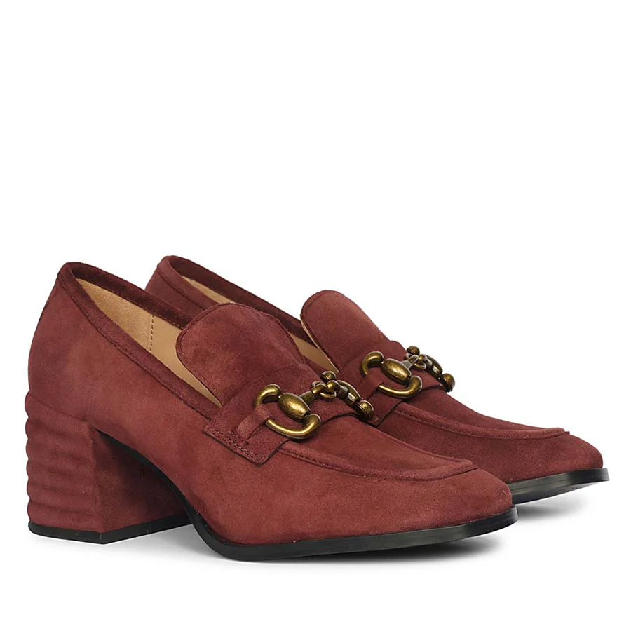 Saint Vera Gold Horsebit Burgundy Leather Moccasins - Image 2