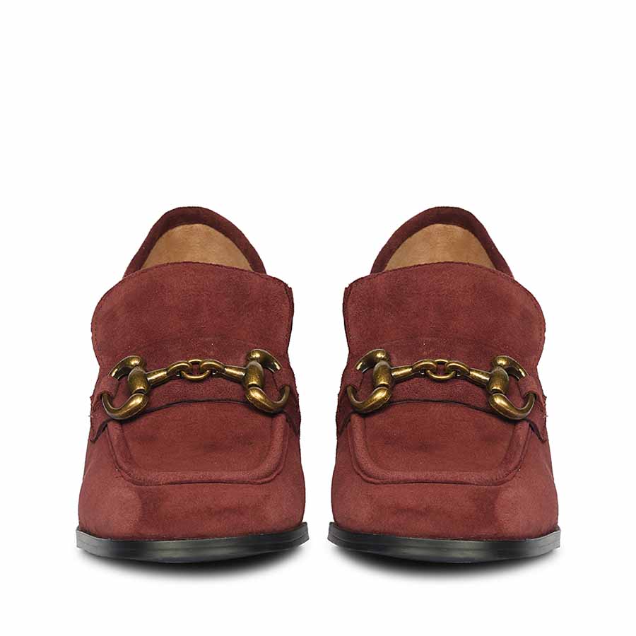 Saint Vera Gold Horsebit Burgundy Leather Moccasins - Image 3