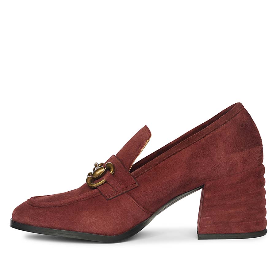 Saint Vera Gold Horsebit Burgundy Leather Moccasins - Image 5