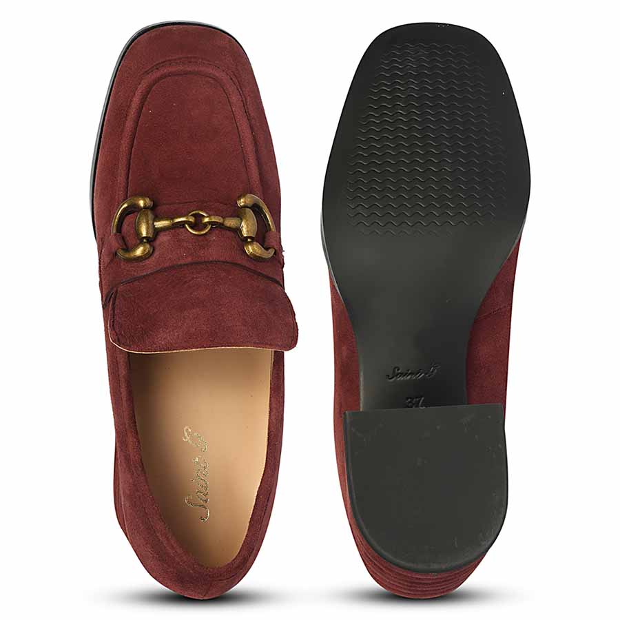 Saint Vera Gold Horsebit Burgundy Leather Moccasins - Image 6