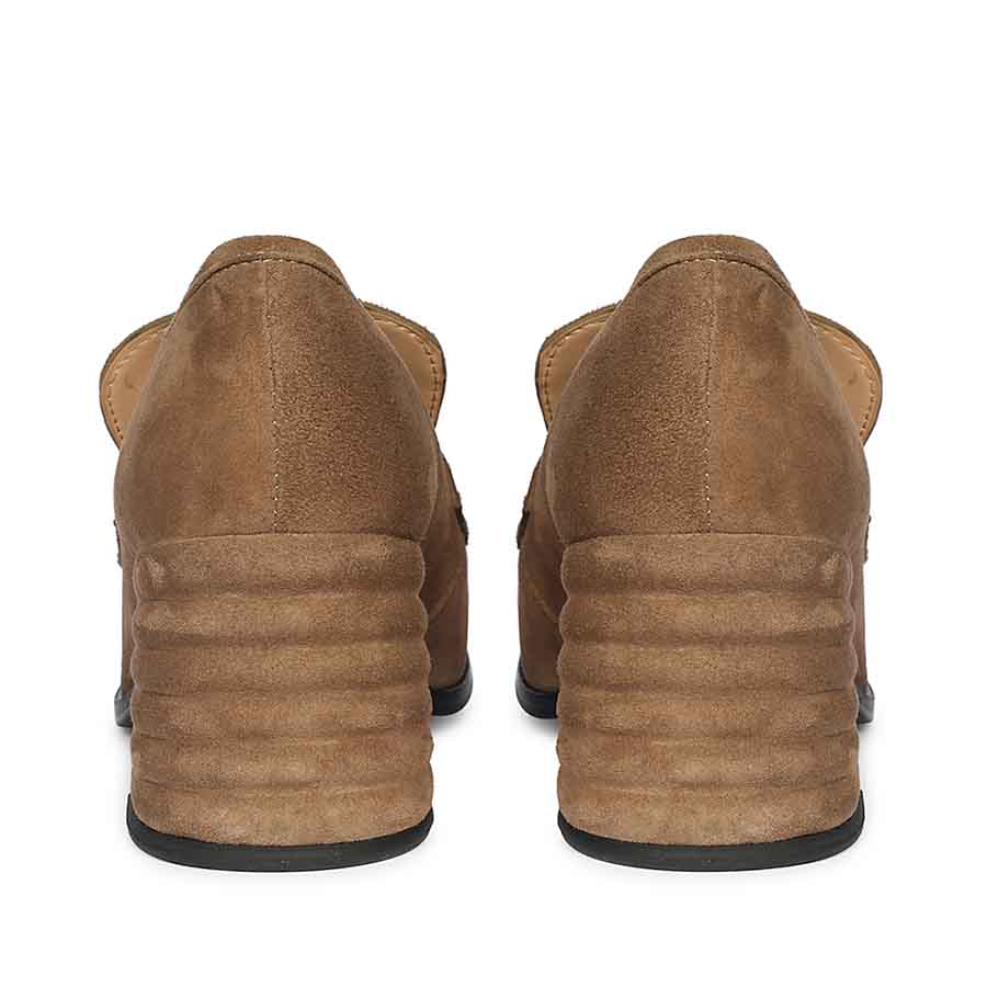 Saint Vera Gold Horsebit Dark Taupe Leather Moccasins - Image 4