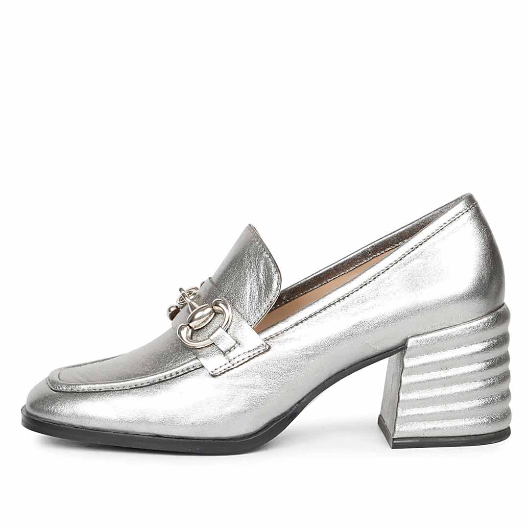 Saint Vera Gun Metallic Leather Handcrafted Moccasins - Image 3