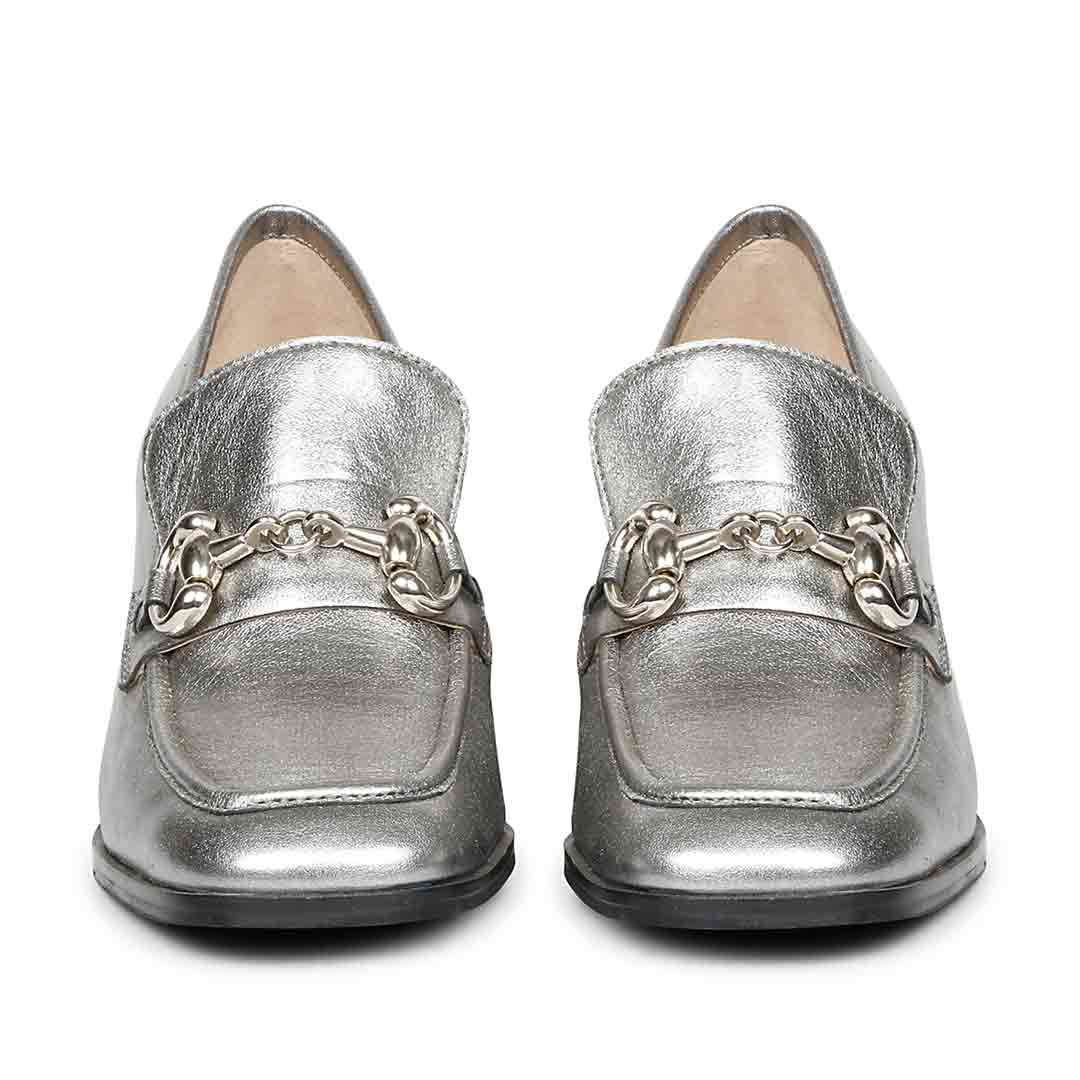 Saint Vera Gun Metallic Leather Handcrafted Moccasins - Image 4