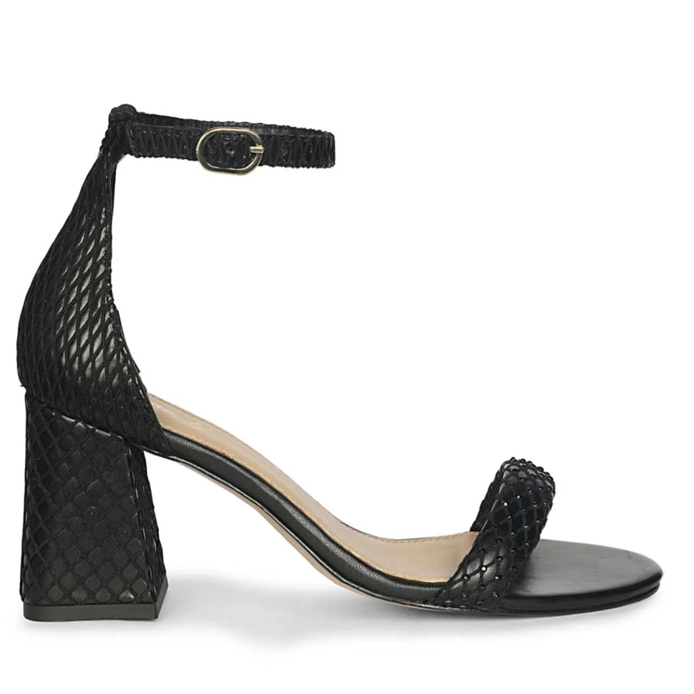Saint Verona Black Vegan Leather Block Heels