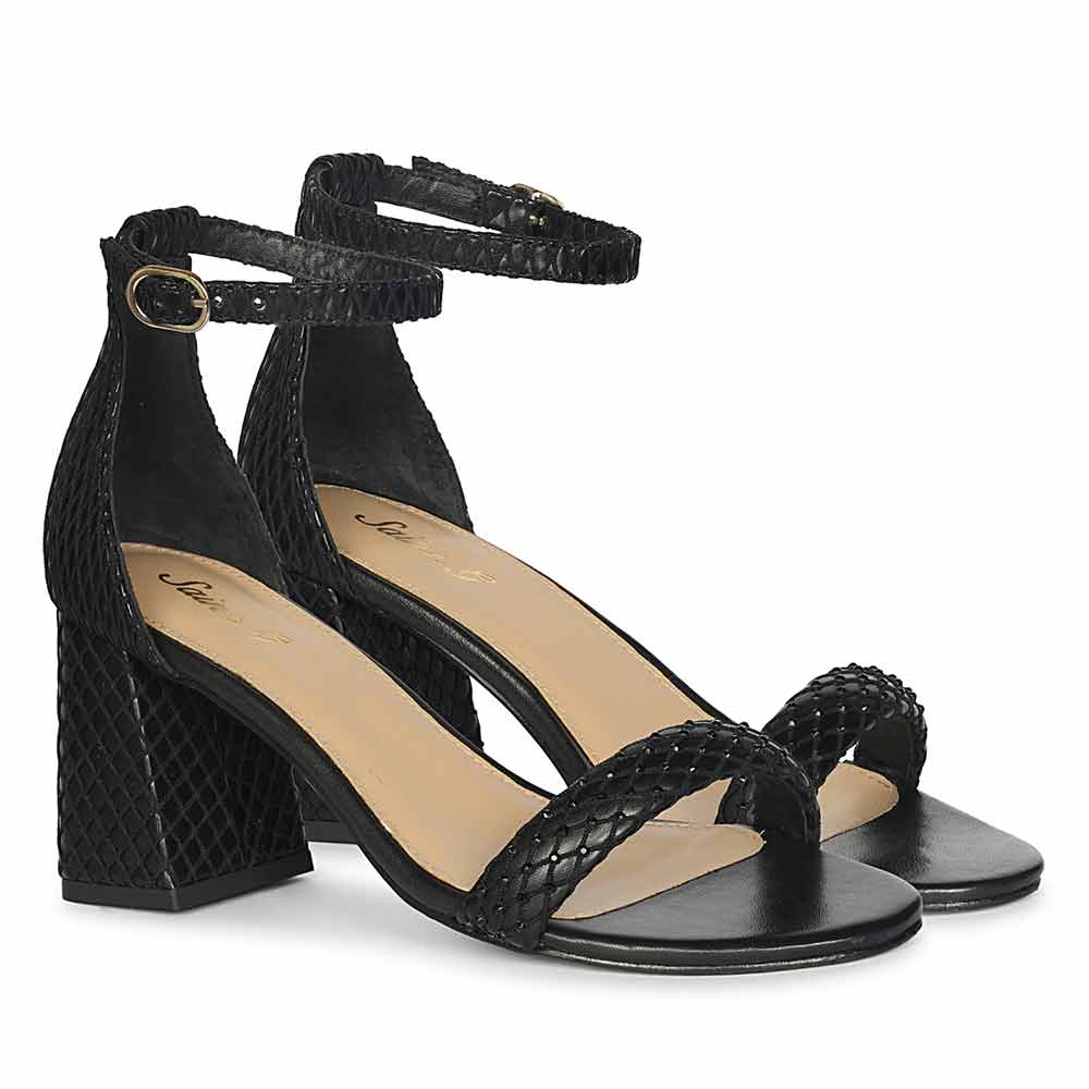 Saint Verona Black Vegan Leather Block Heels - Image 3