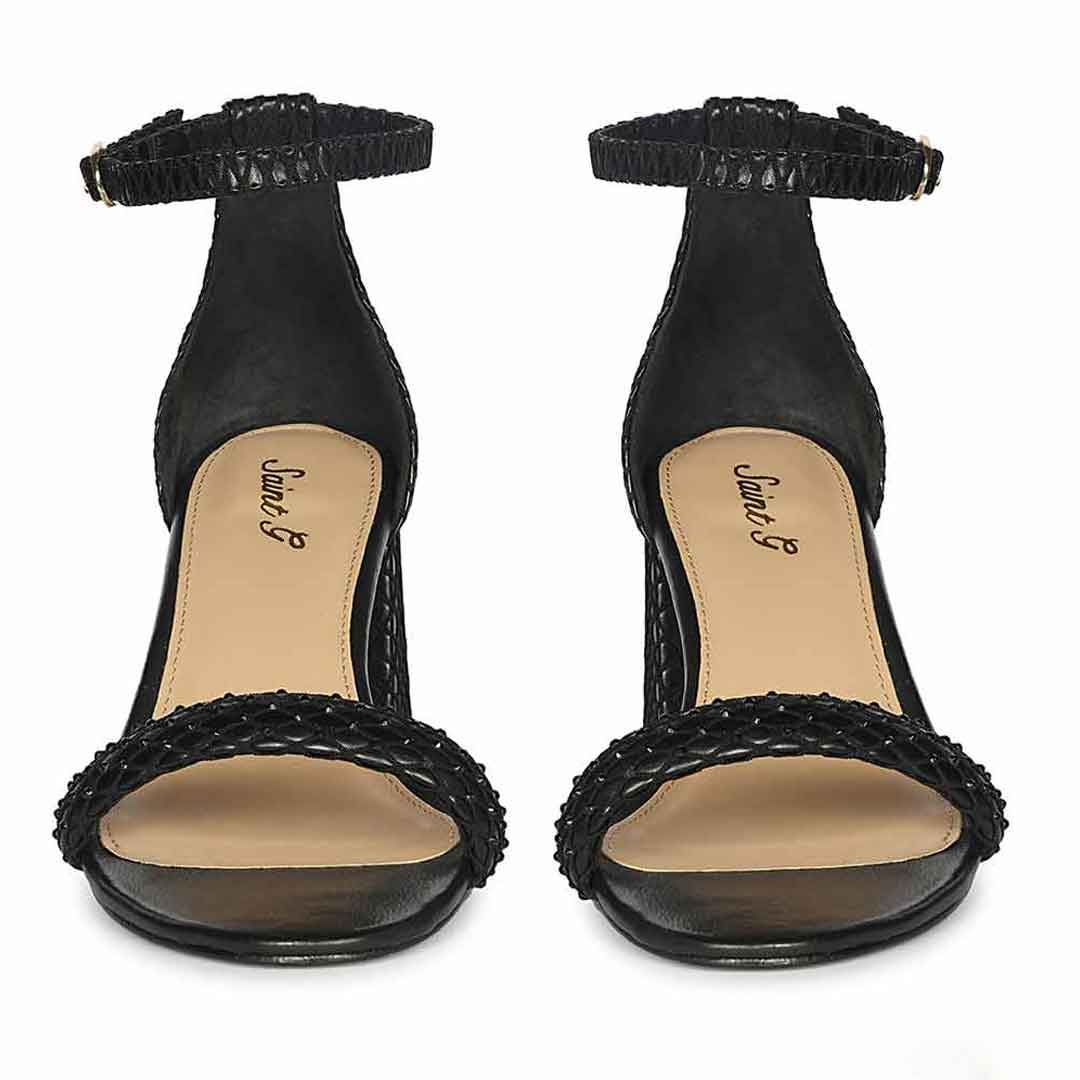Saint Verona Black Vegan Leather Block Heels - Image 5