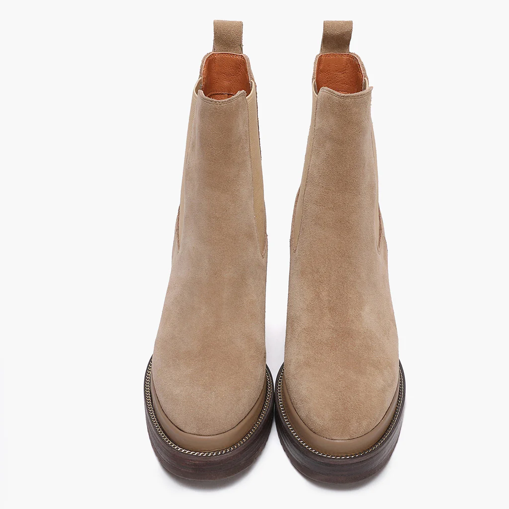 Saint Veronica Sabbia Suede Leather Inner Wedge Heel Ankle Boots - Image 5